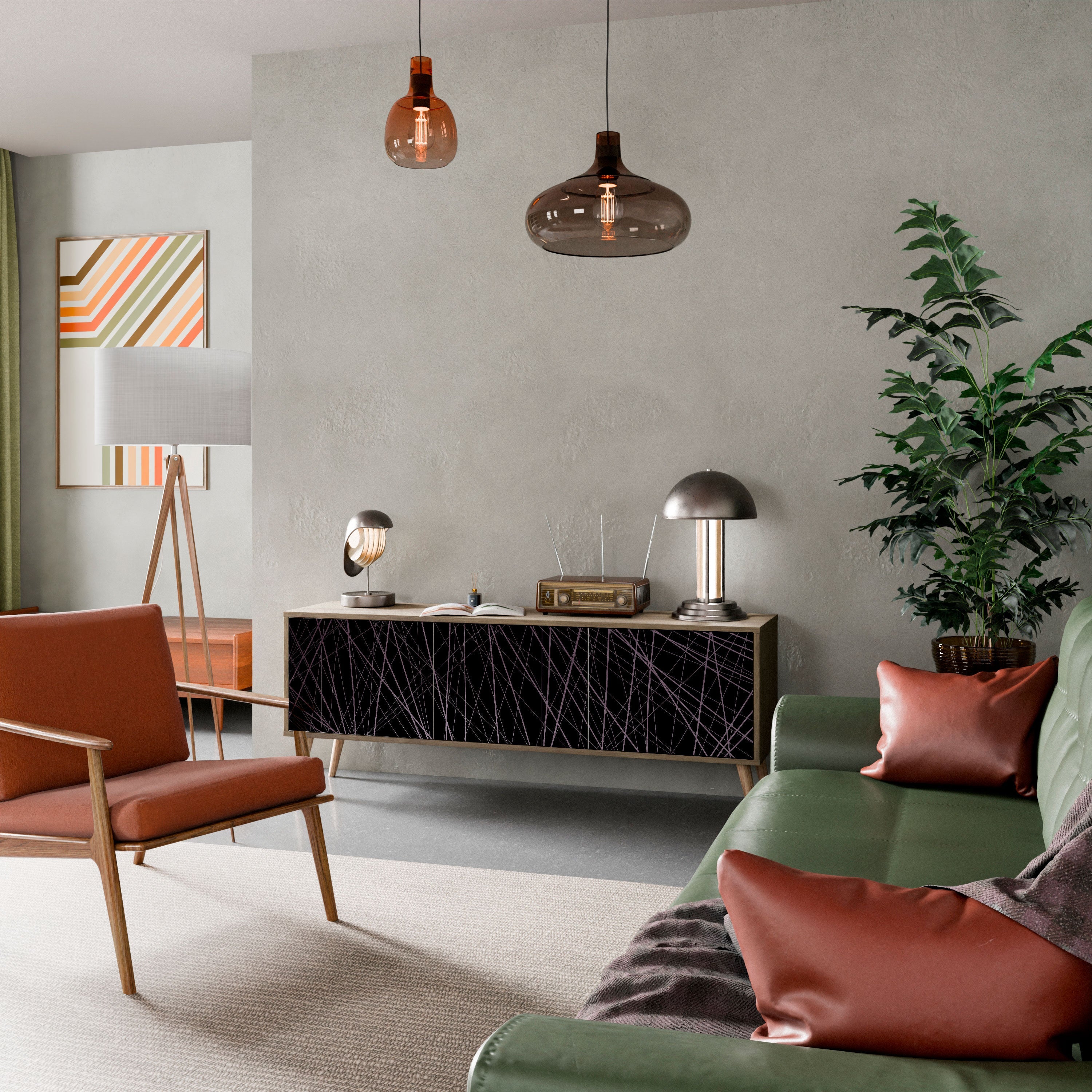 SHIMMER SPIDERGRAM Móvel de TV com 3 Portas em Efeito Carvalho