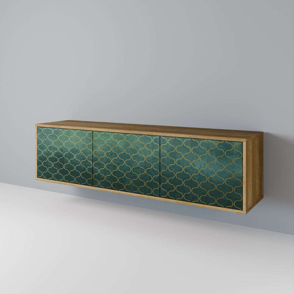 TESSELATED GREENERY Móvel de TV com 3 Portas em Efeito Carvalho