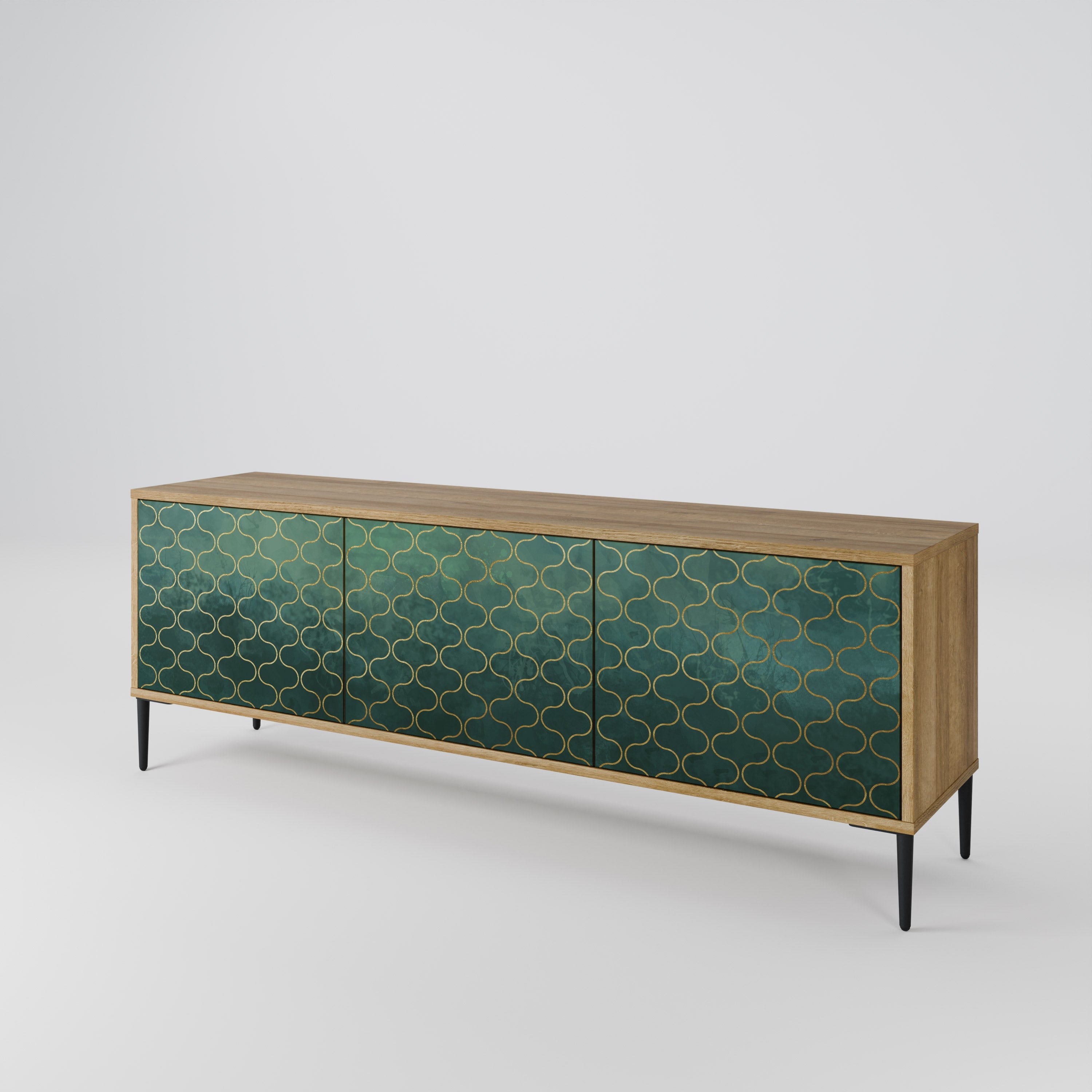 TESSELATED GREENERY Móvel de TV com 3 Portas em Efeito Carvalho