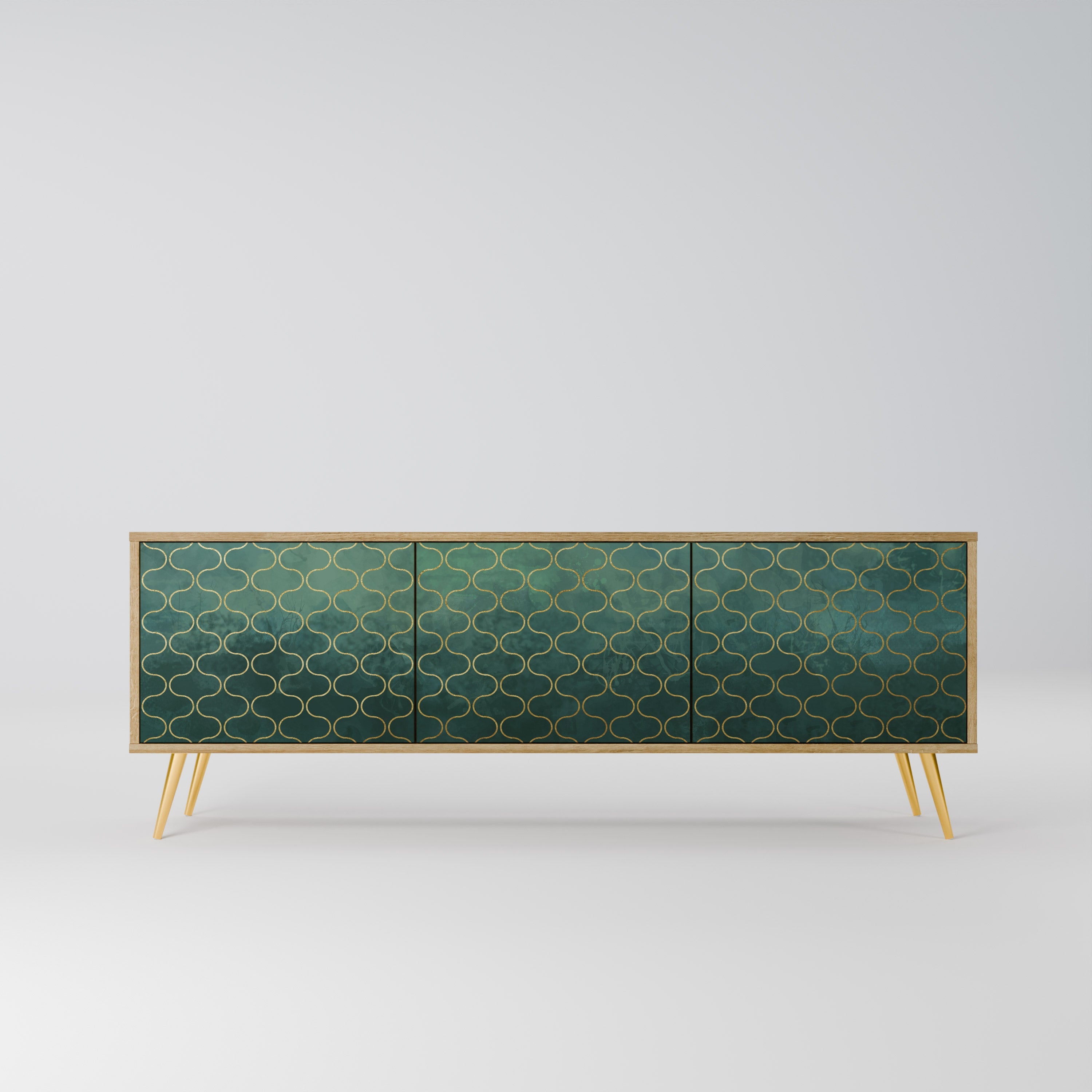 TESSELATED GREENERY Móvel de TV com 3 Portas em Efeito Carvalho