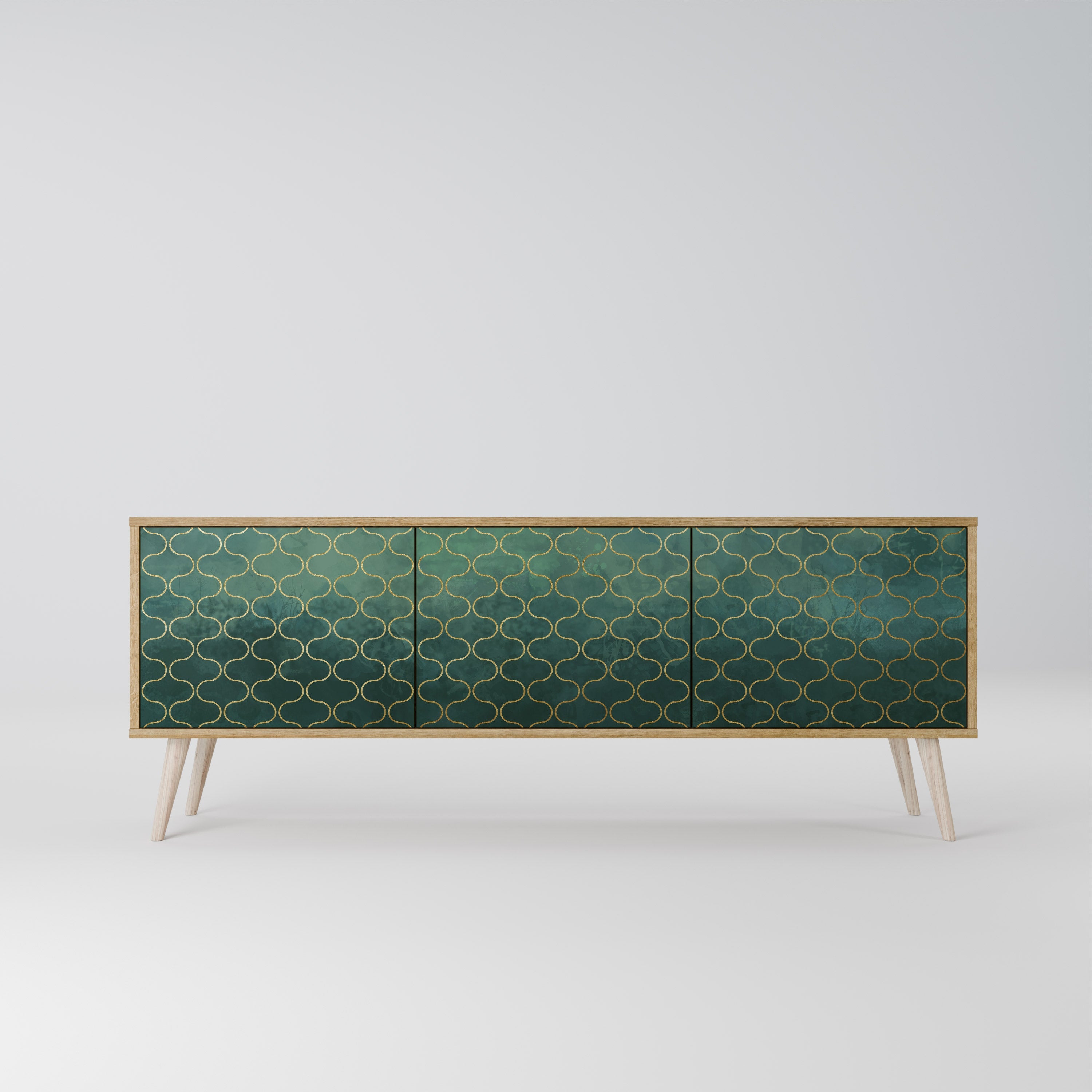 TESSELATED GREENERY Móvel de TV com 3 Portas em Efeito Carvalho