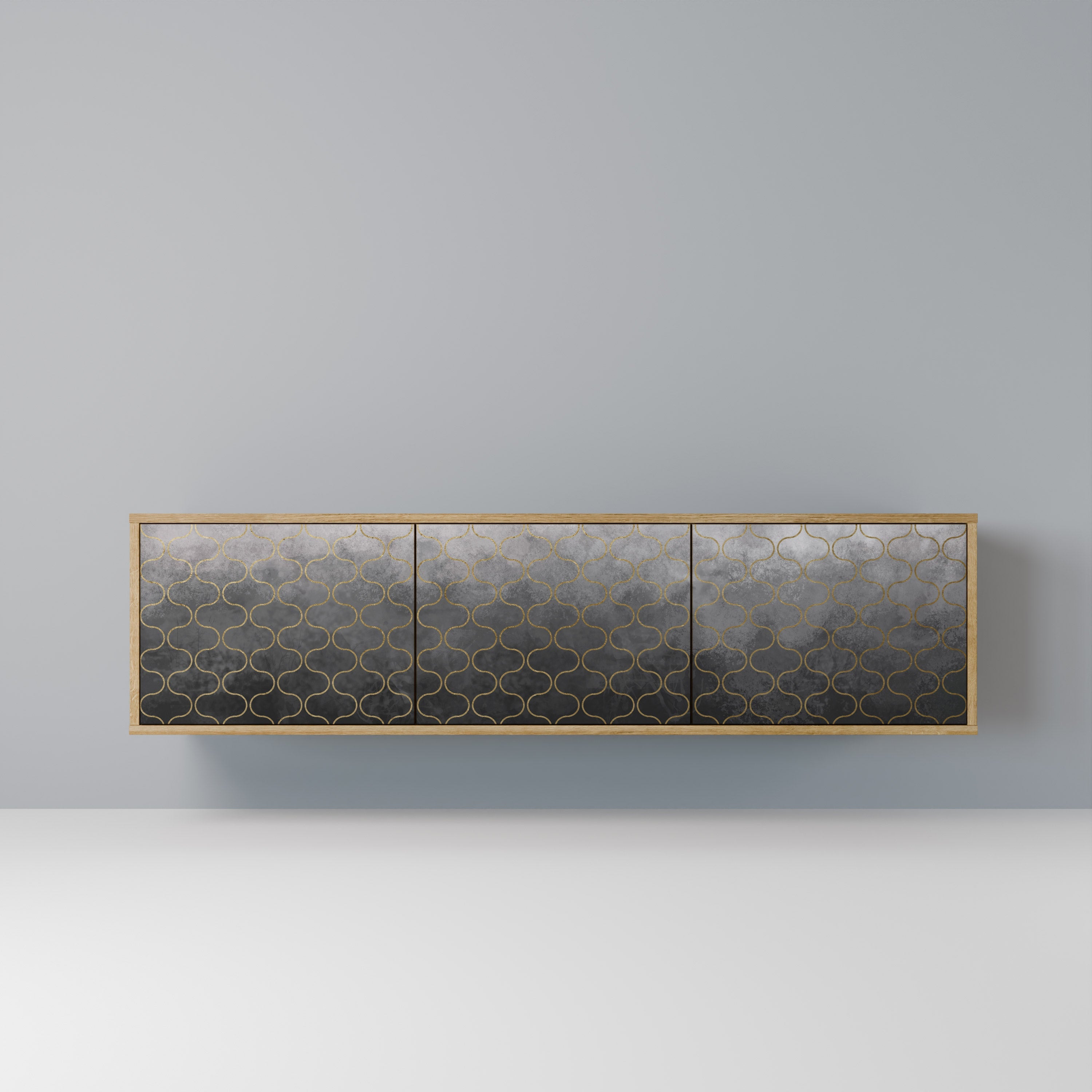 TESSELATED GRAYISH Móvel de TV com 3 Portas em Efeito Carvalho