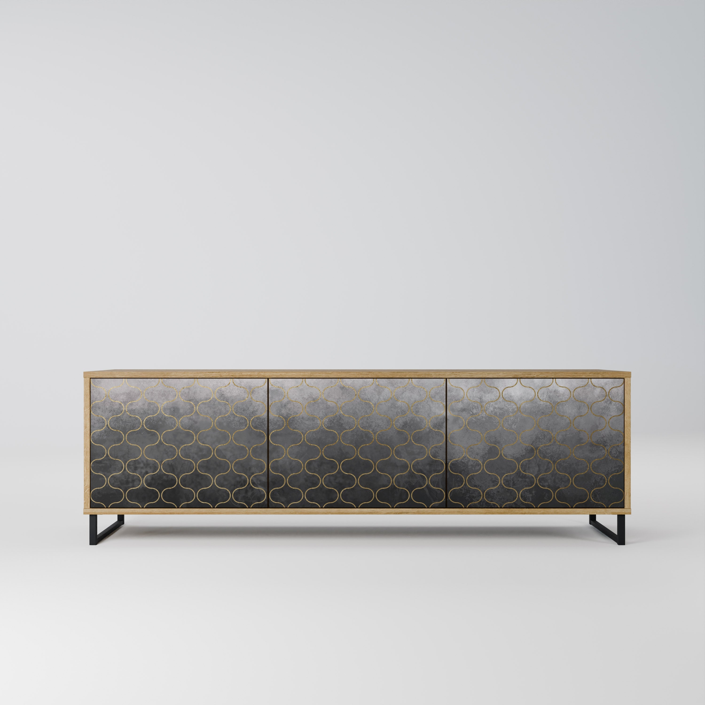 TESSELATED GRAYISH Móvel de TV com 3 Portas em Efeito Carvalho