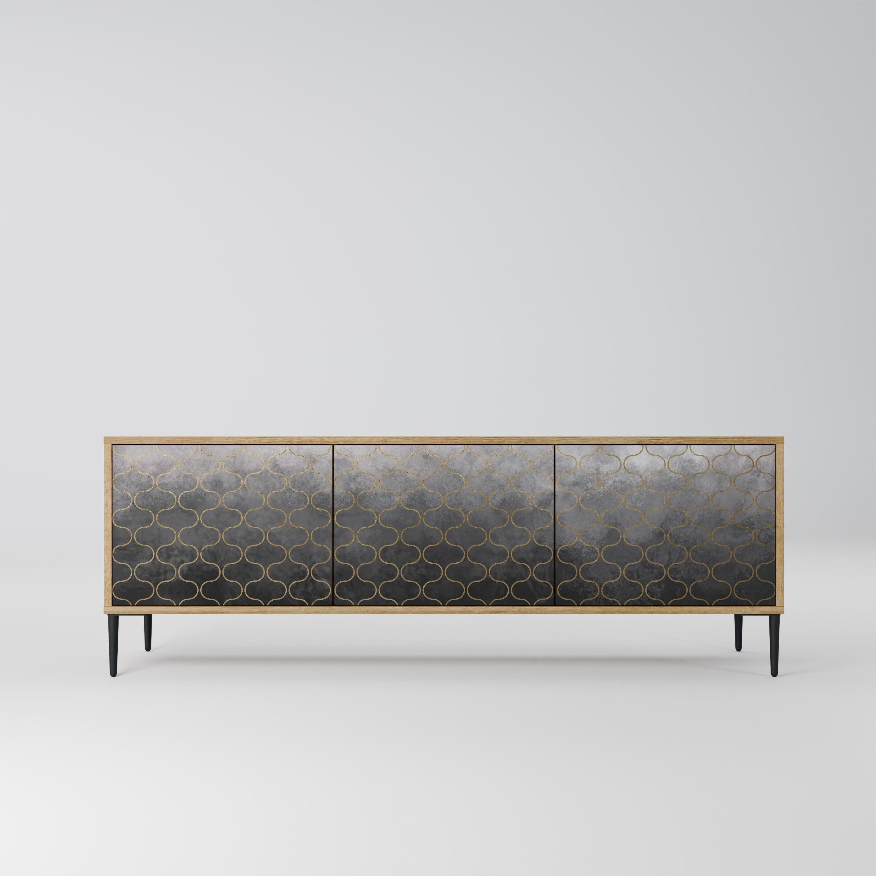 TESSELATED GRAYISH Móvel de TV com 3 Portas em Efeito Carvalho