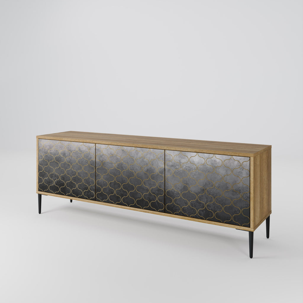 TESSELATED GRAYISH Móvel de TV com 3 Portas em Efeito Carvalho