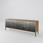 TESSELATED GRAYISH Móvel de TV com 3 Portas em Efeito Carvalho