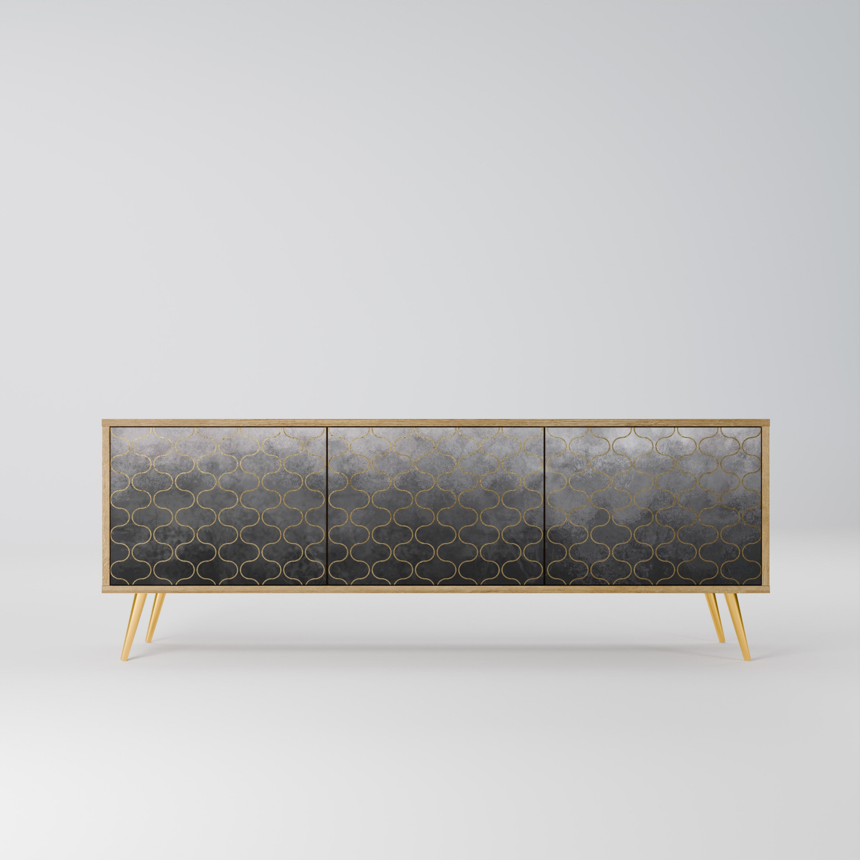 TESSELATED GRAYISH Móvel de TV com 3 Portas em Efeito Carvalho