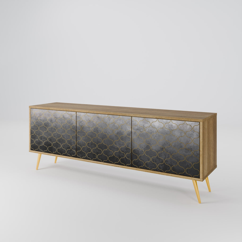 TESSELATED GRAYISH Móvel de TV com 3 Portas em Efeito Carvalho