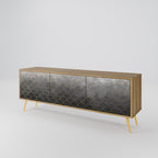 TESSELATED GRAYISH Móvel de TV com 3 Portas em Efeito Carvalho