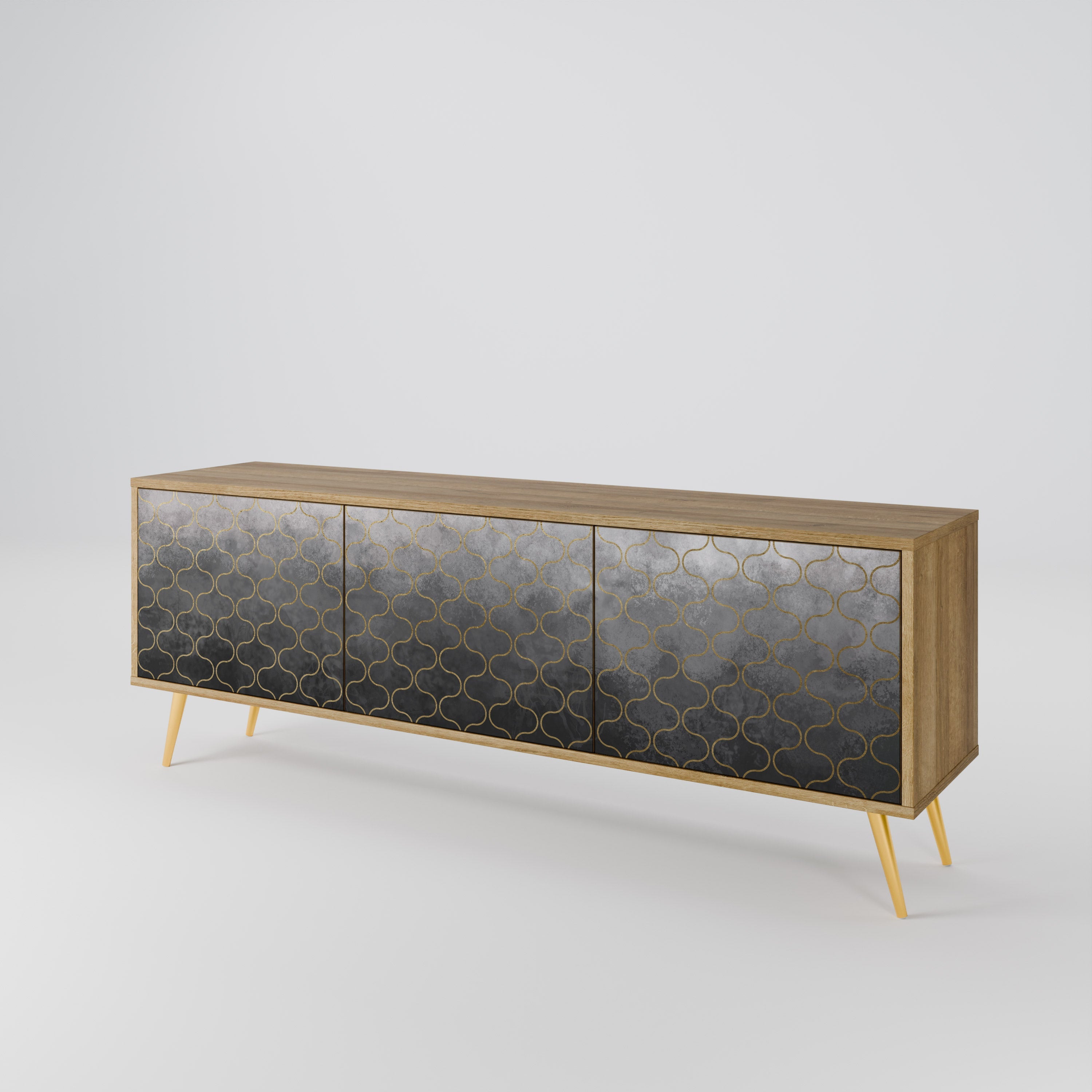 TESSELATED GRAYISH Móvel de TV com 3 Portas em Efeito Carvalho