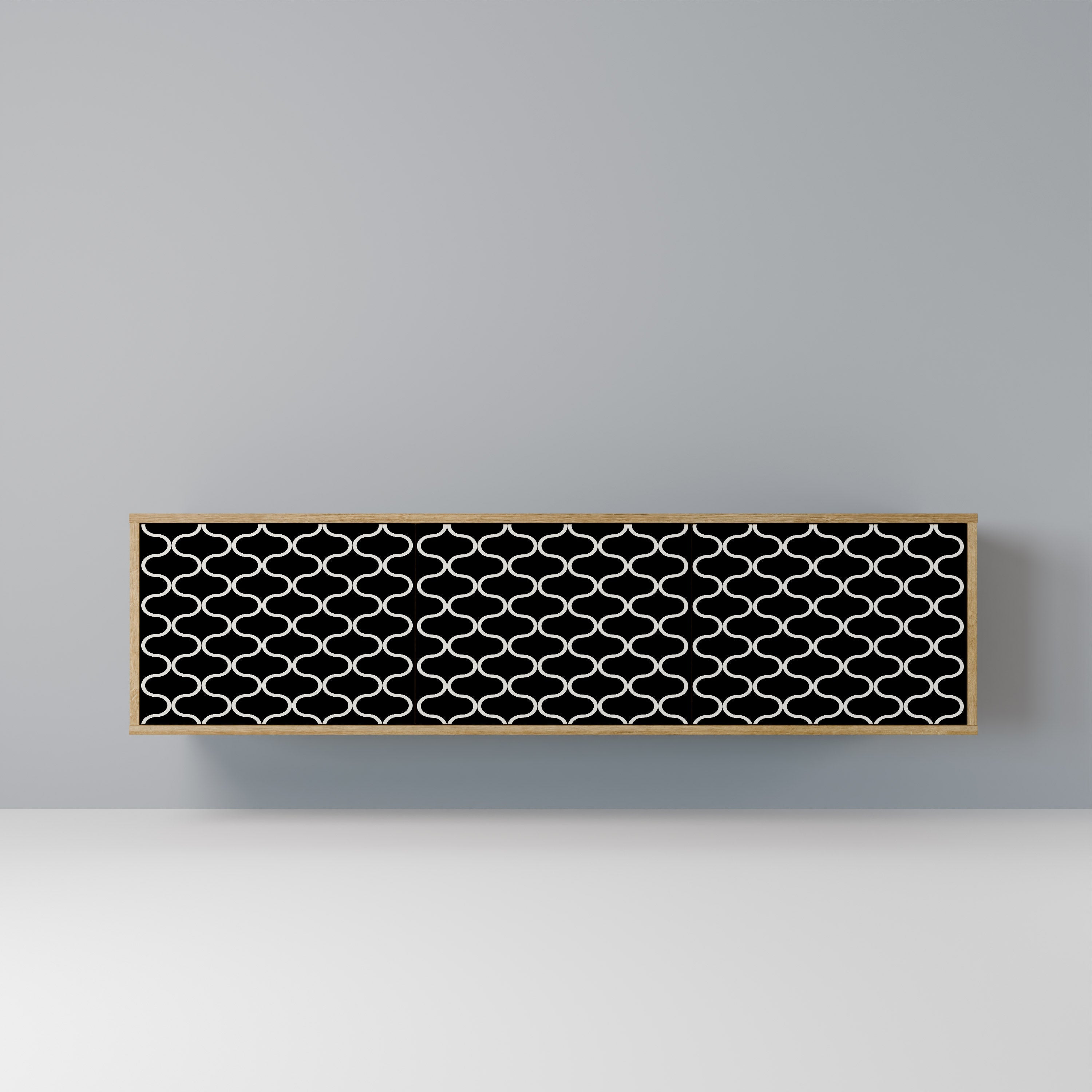 TESSELATED BLACKNESS Móvel de TV com 3 Portas em Efeito Carvalho