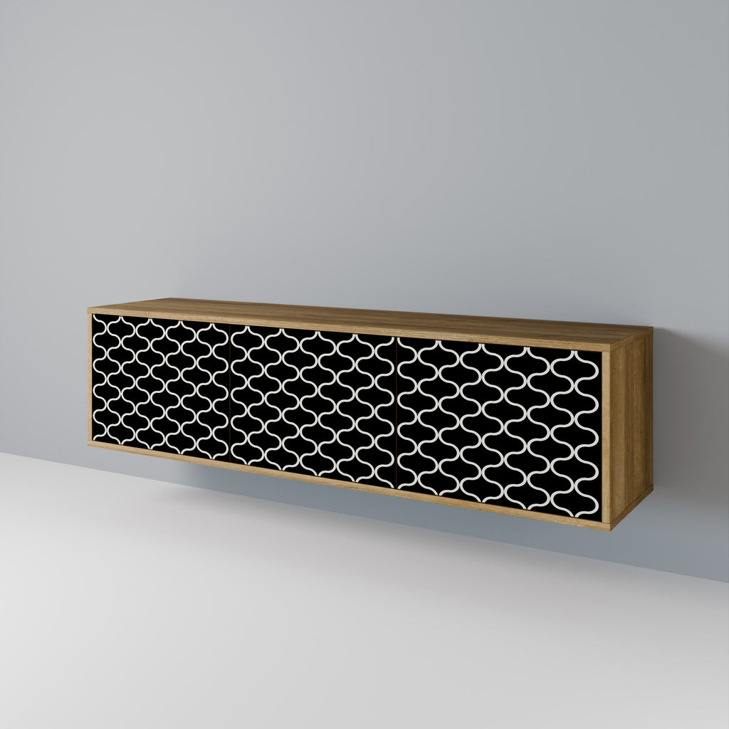 TESSELATED BLACKNESS Móvel de TV com 3 Portas em Efeito Carvalho