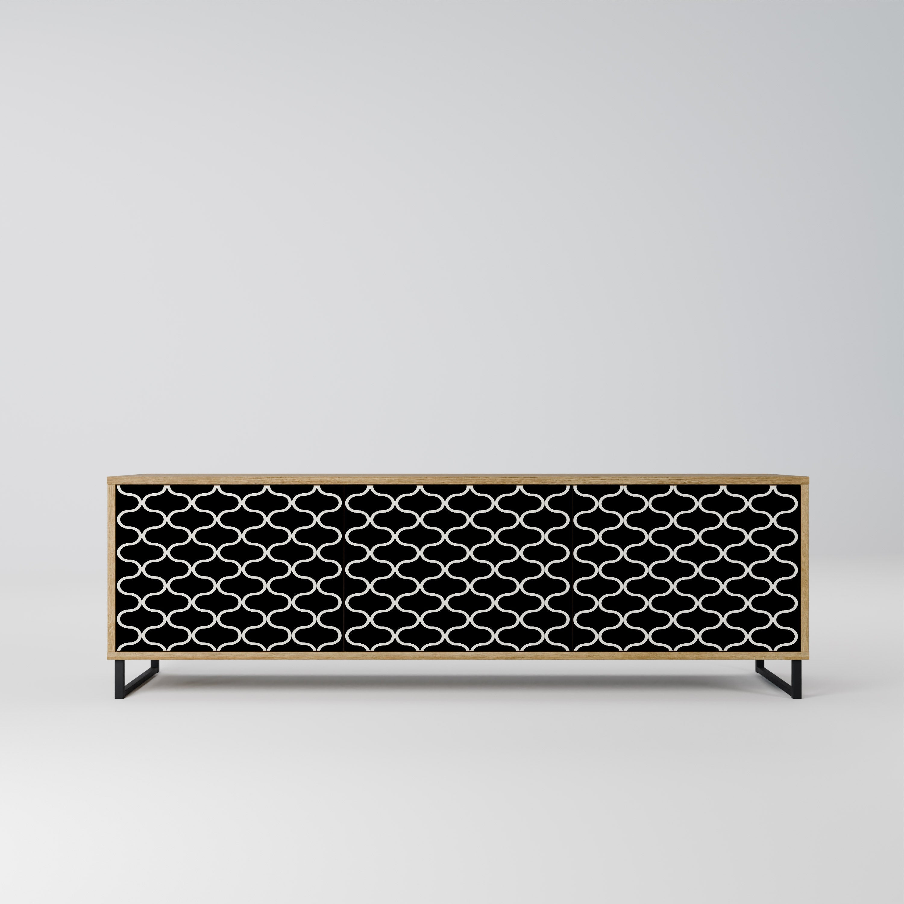 TESSELATED BLACKNESS Móvel de TV com 3 Portas em Efeito Carvalho