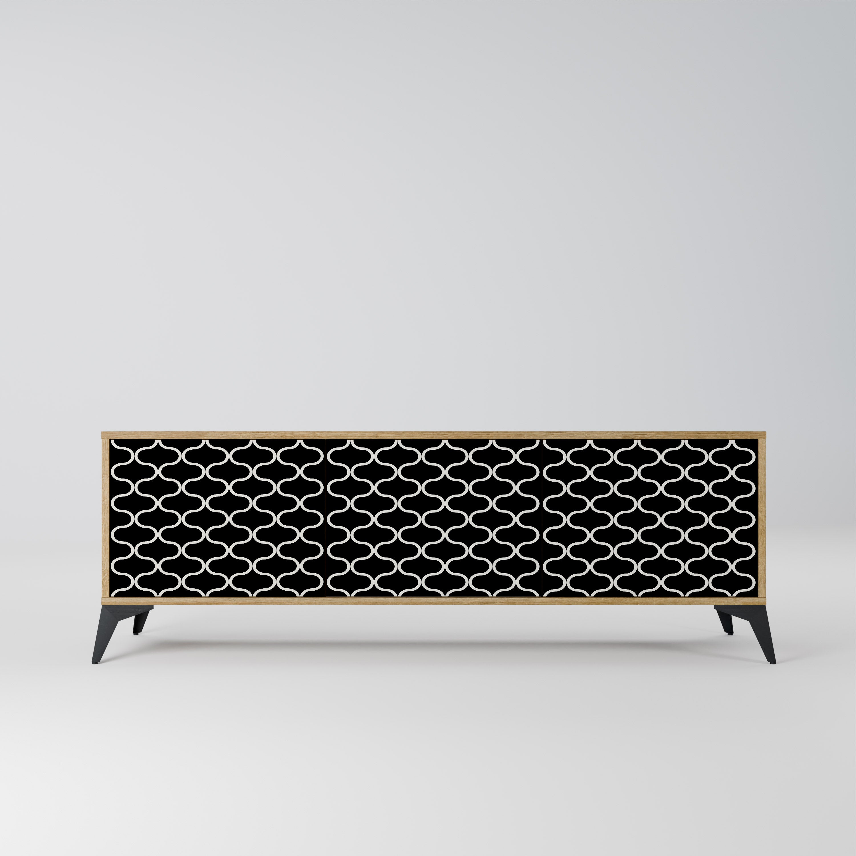 TESSELATED BLACKNESS Móvel de TV com 3 Portas em Efeito Carvalho