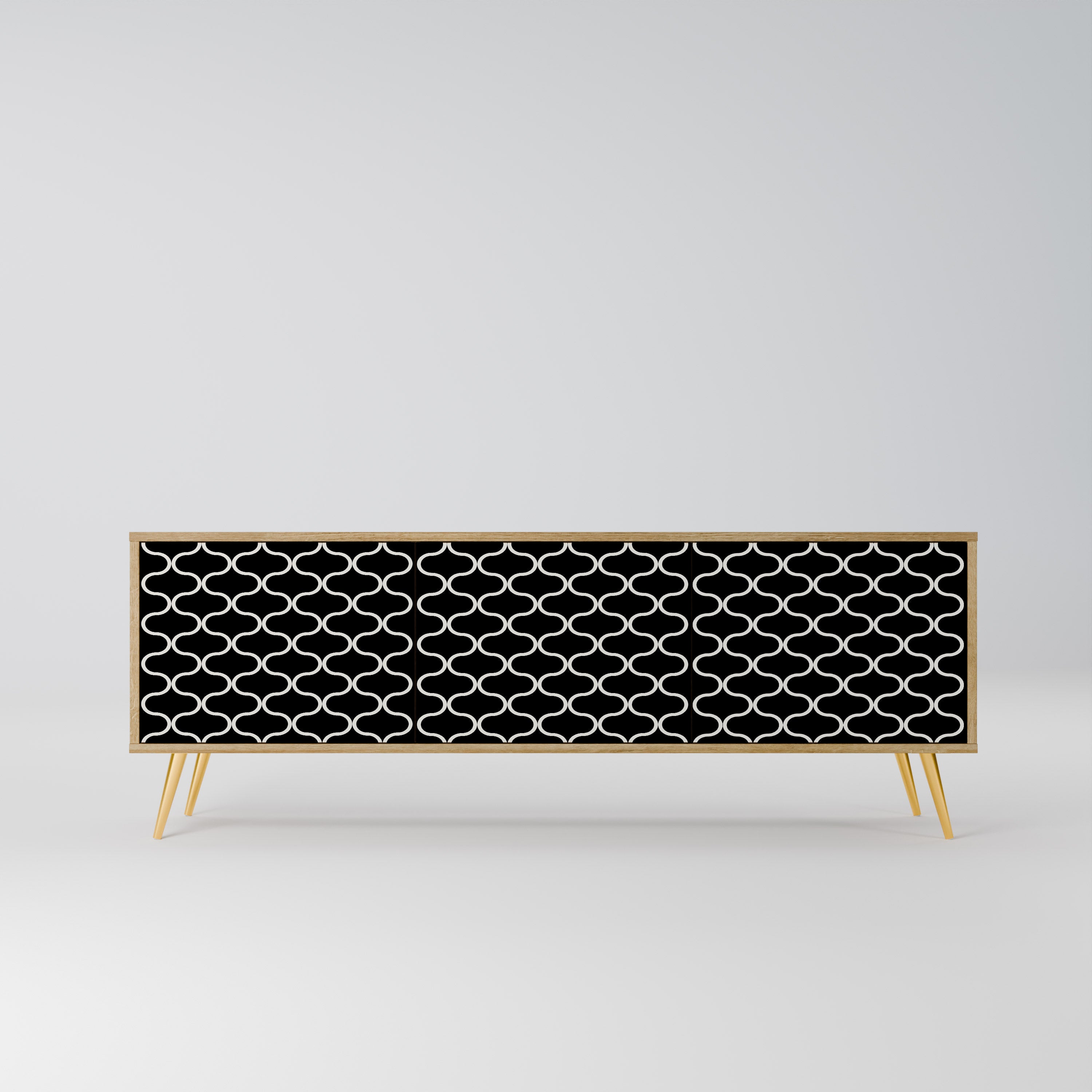 TESSELATED BLACKNESS Móvel de TV com 3 Portas em Efeito Carvalho