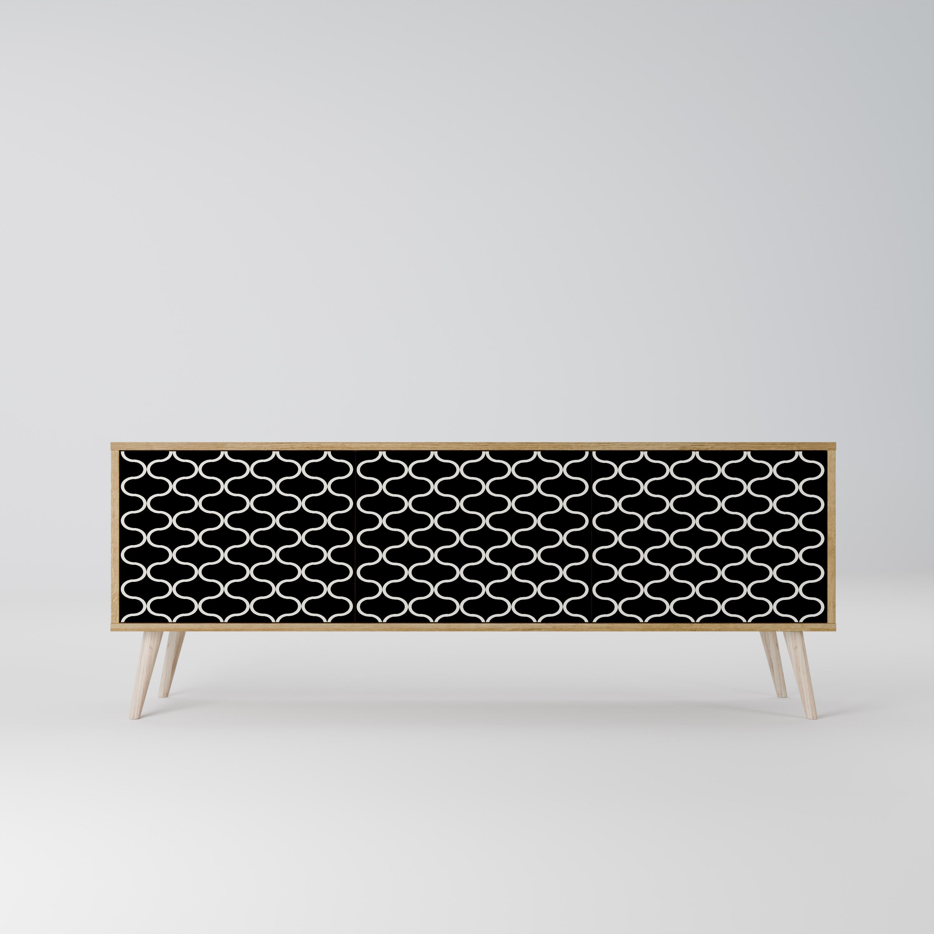 TESSELATED BLACKNESS Móvel de TV com 3 Portas em Efeito Carvalho