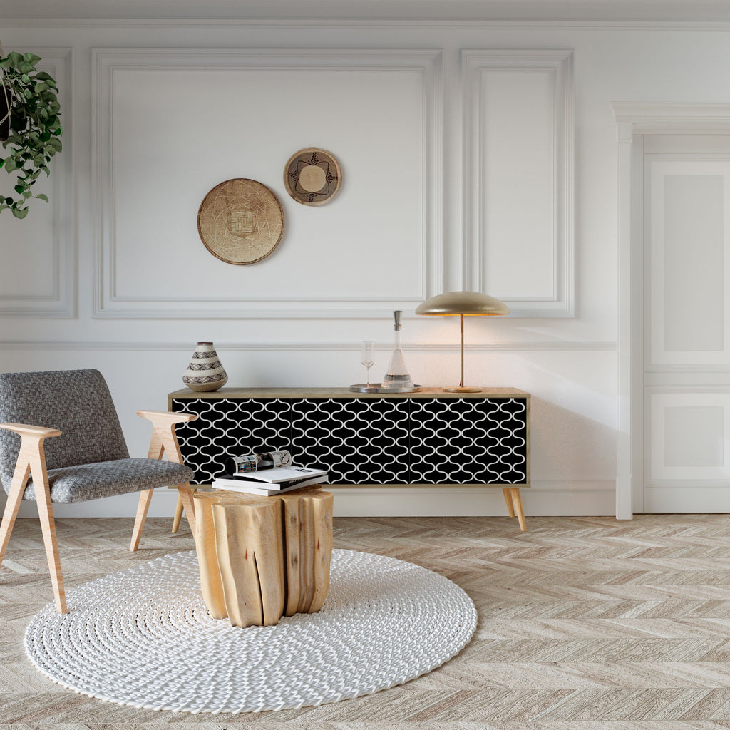 TESSELATED BLACKNESS Móvel de TV com 3 Portas em Efeito Carvalho