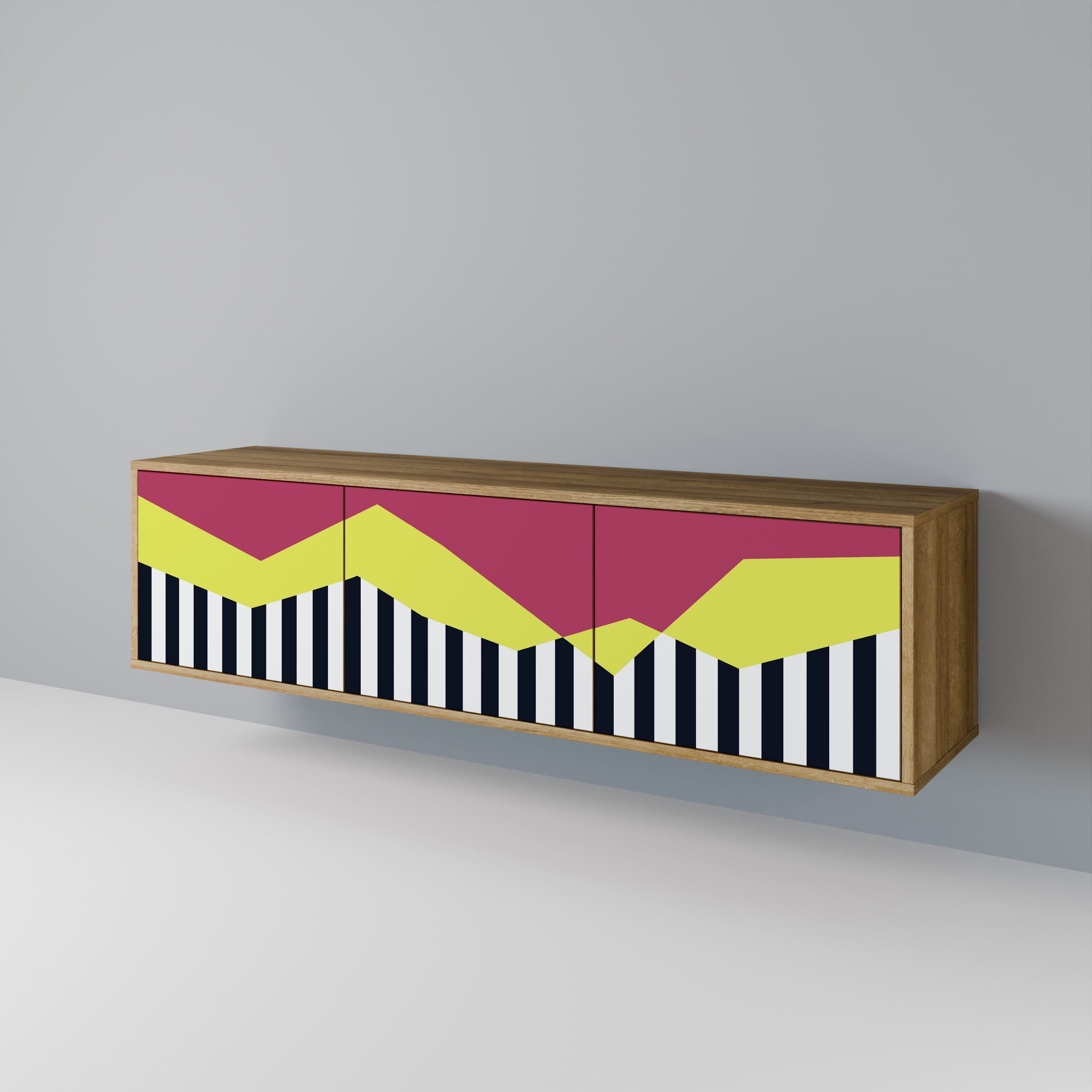 PIANO FANTASY Móvel de TV com 3 Portas em Efeito Carvalho