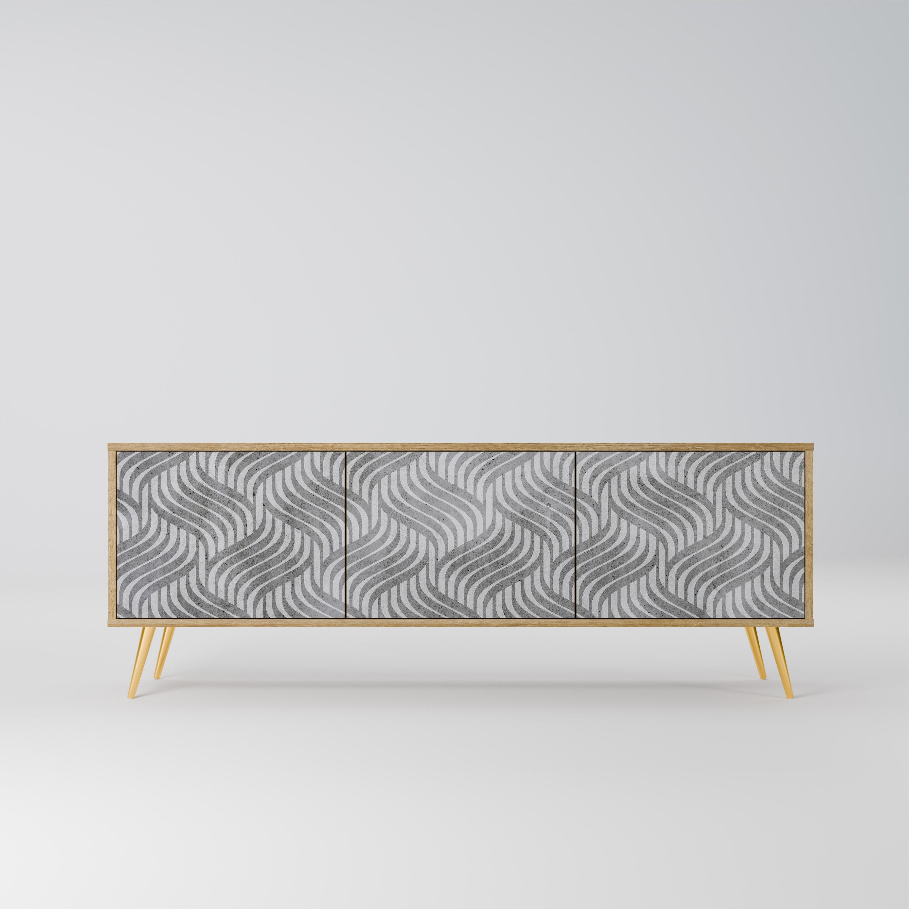 CONCRETE MOVEMENT 3-Door TV Stand in Oak Effect