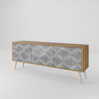 CONCRETE MOVEMENT 3-Door TV Stand in Oak Effect