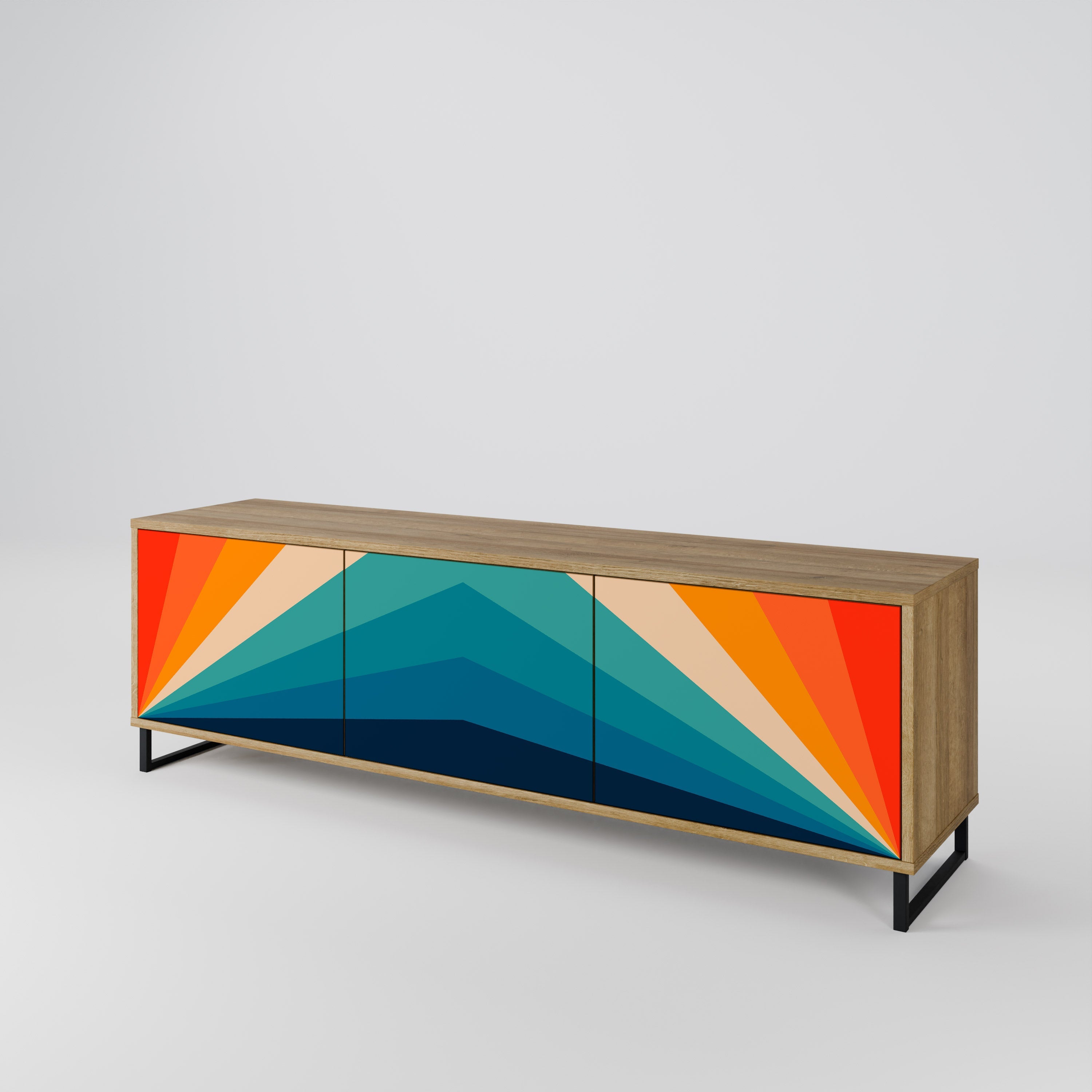 PRISM CONCUSSION Móvel de TV com 3 Portas em Efeito Carvalho