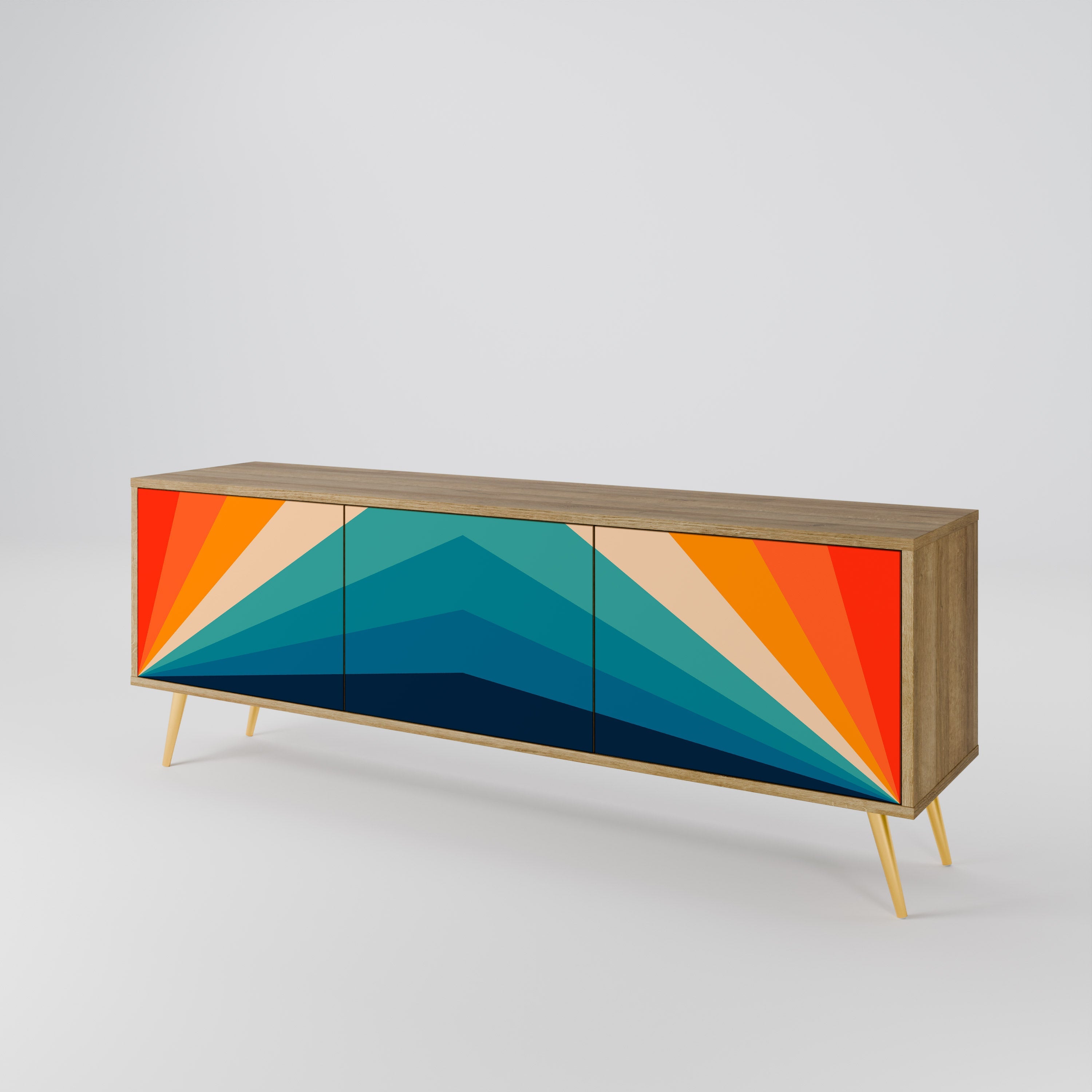 PRISM CONCUSSION Móvel de TV com 3 Portas em Efeito Carvalho