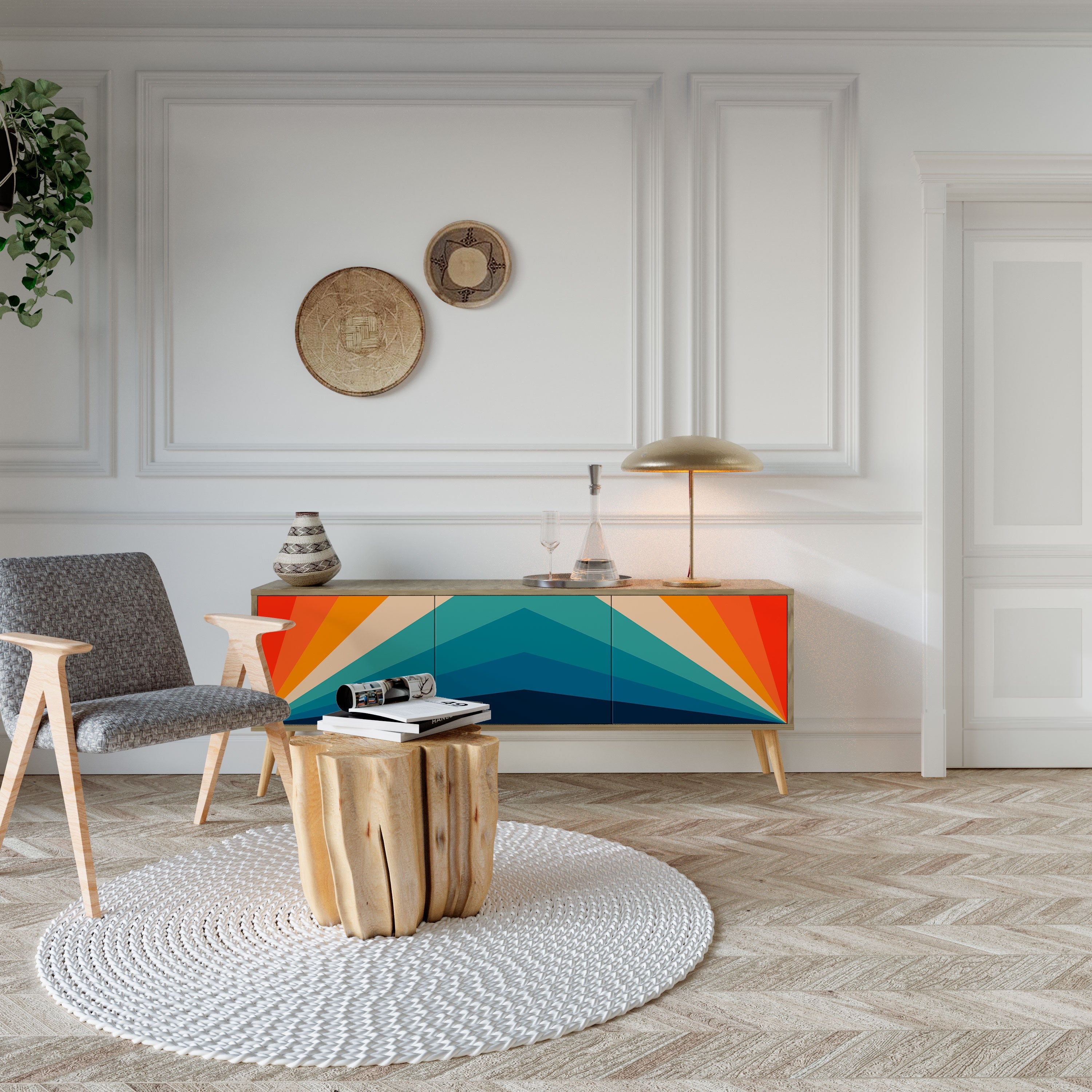 PRISM CONCUSSION Móvel de TV com 3 Portas em Efeito Carvalho