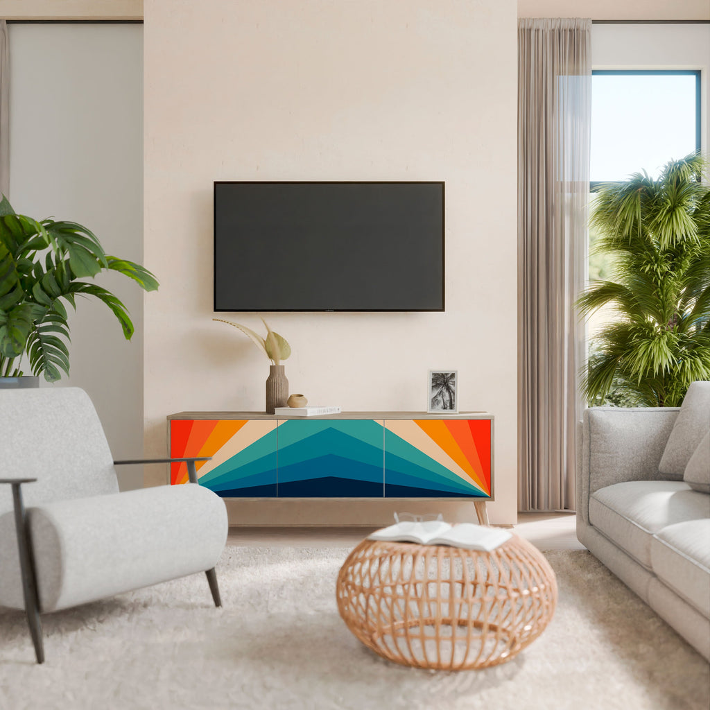 PRISM CONCUSSION Móvel de TV com 3 Portas em Efeito Carvalho