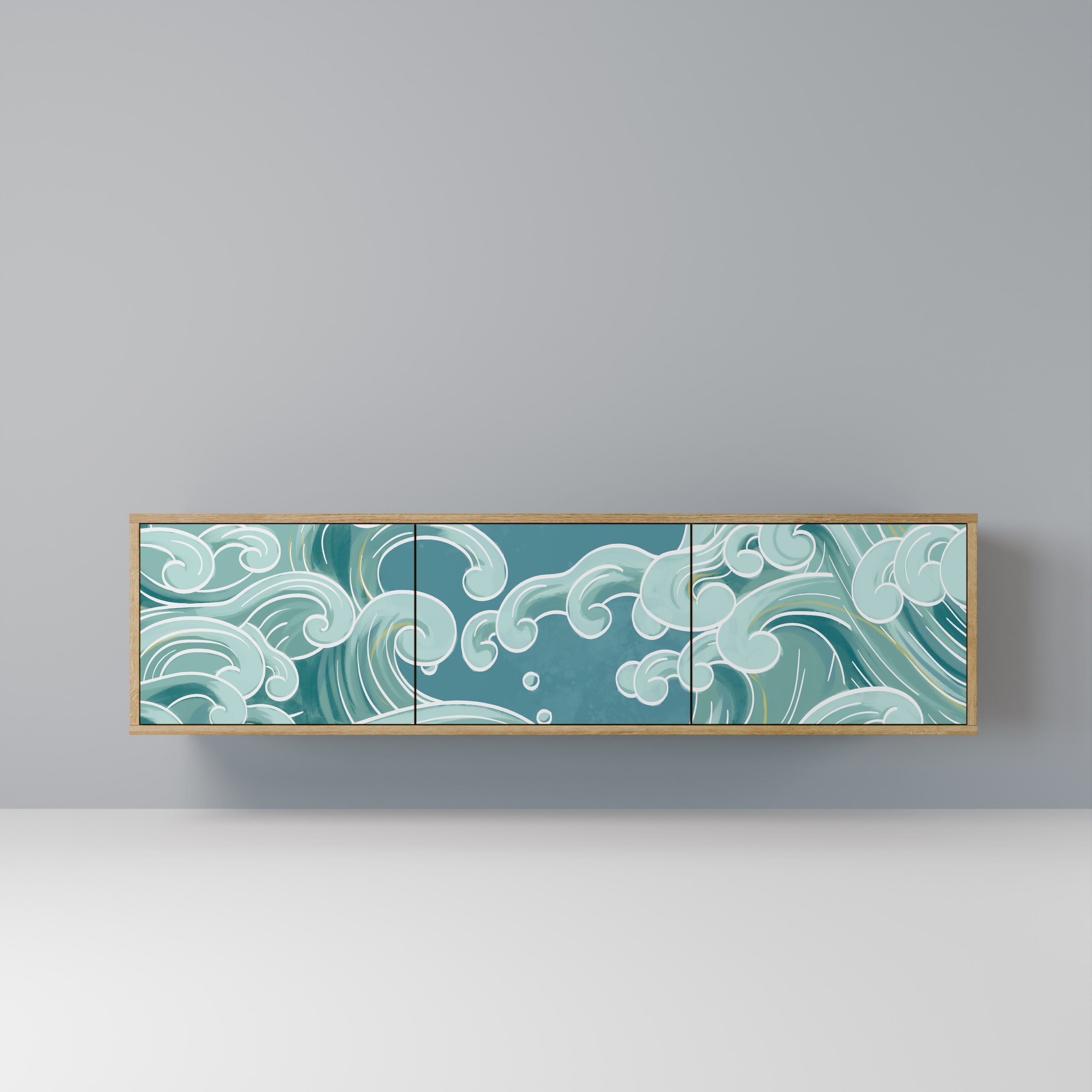 ASIAN SWAY Móvel de TV com 3 Portas em Efeito Carvalho