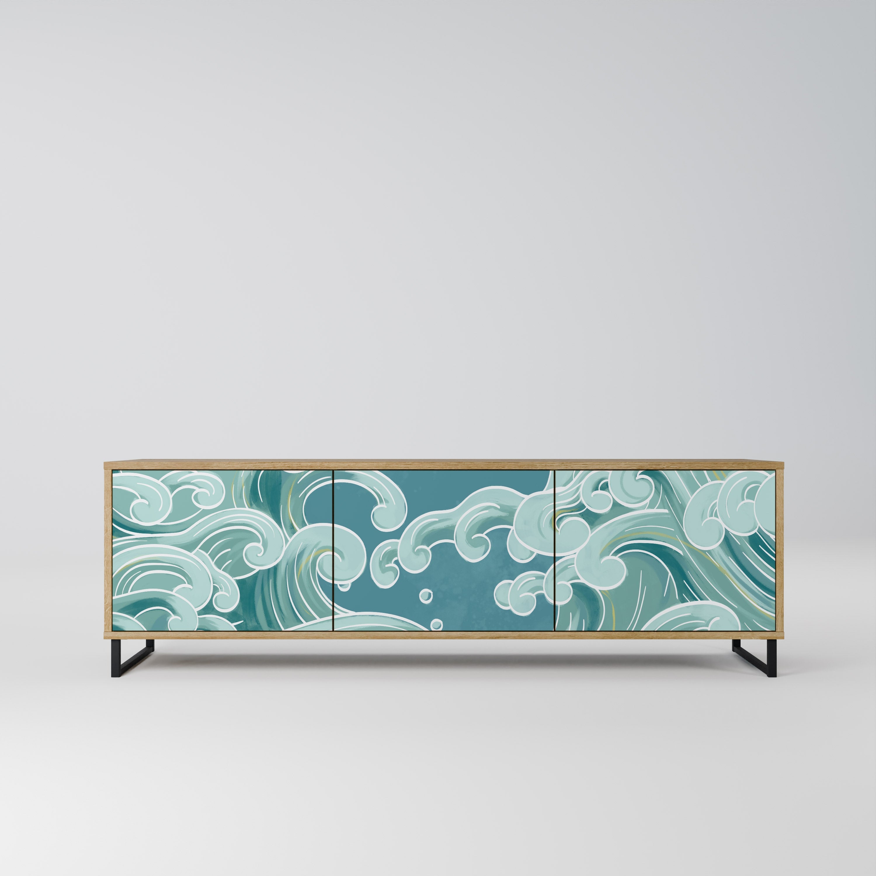 ASIAN SWAY Móvel de TV com 3 Portas em Efeito Carvalho