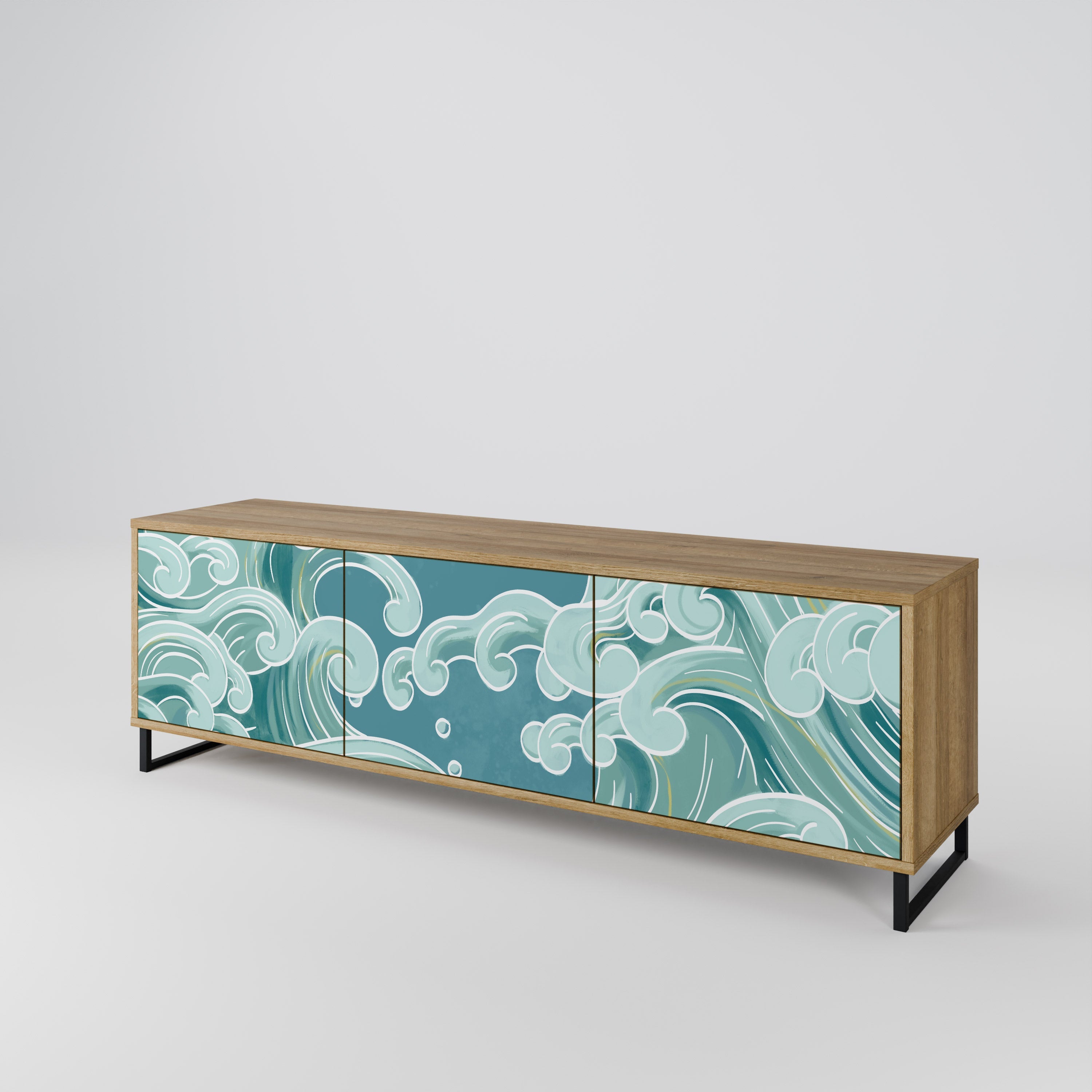 ASIAN SWAY Móvel de TV com 3 Portas em Efeito Carvalho