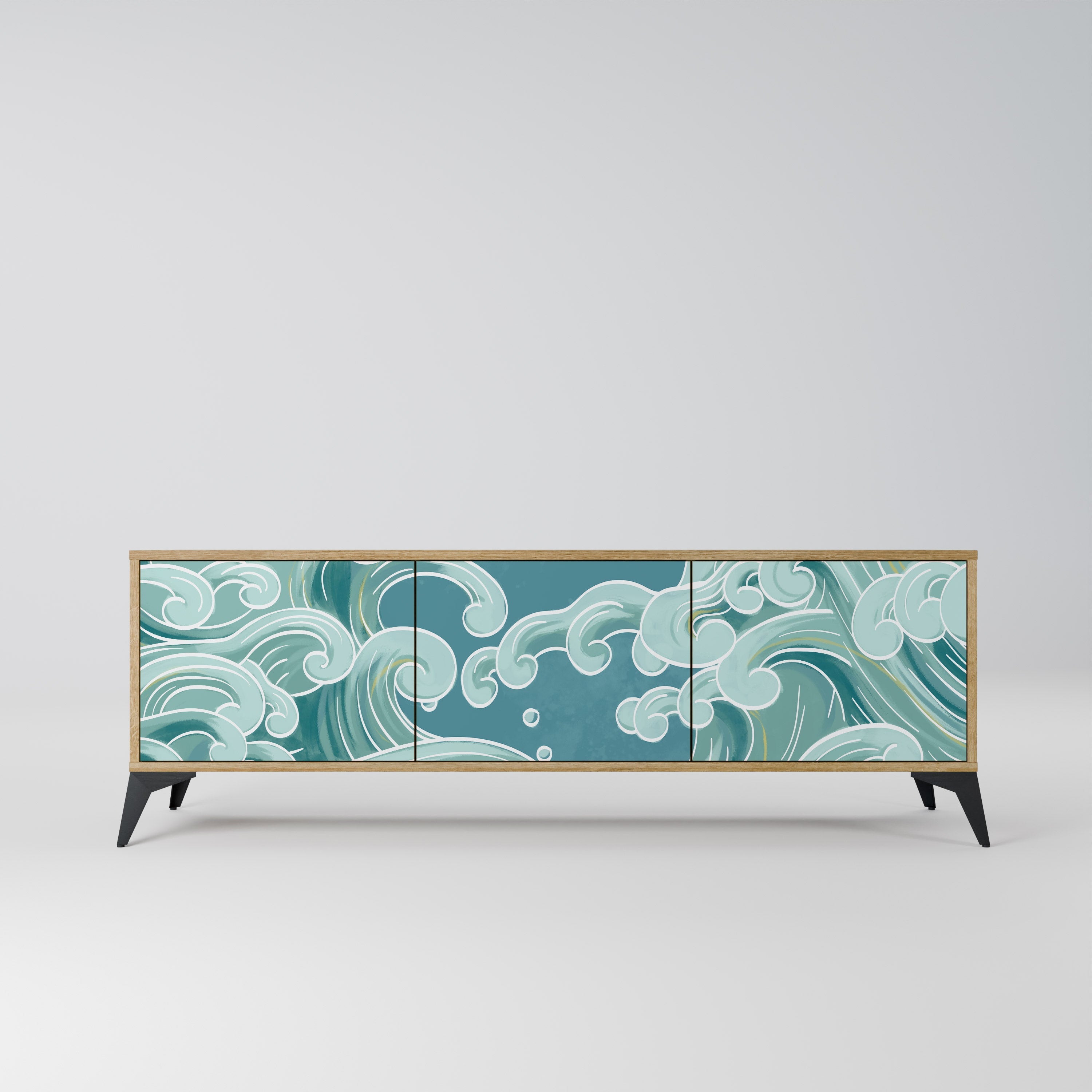 ASIAN SWAY Móvel de TV com 3 Portas em Efeito Carvalho