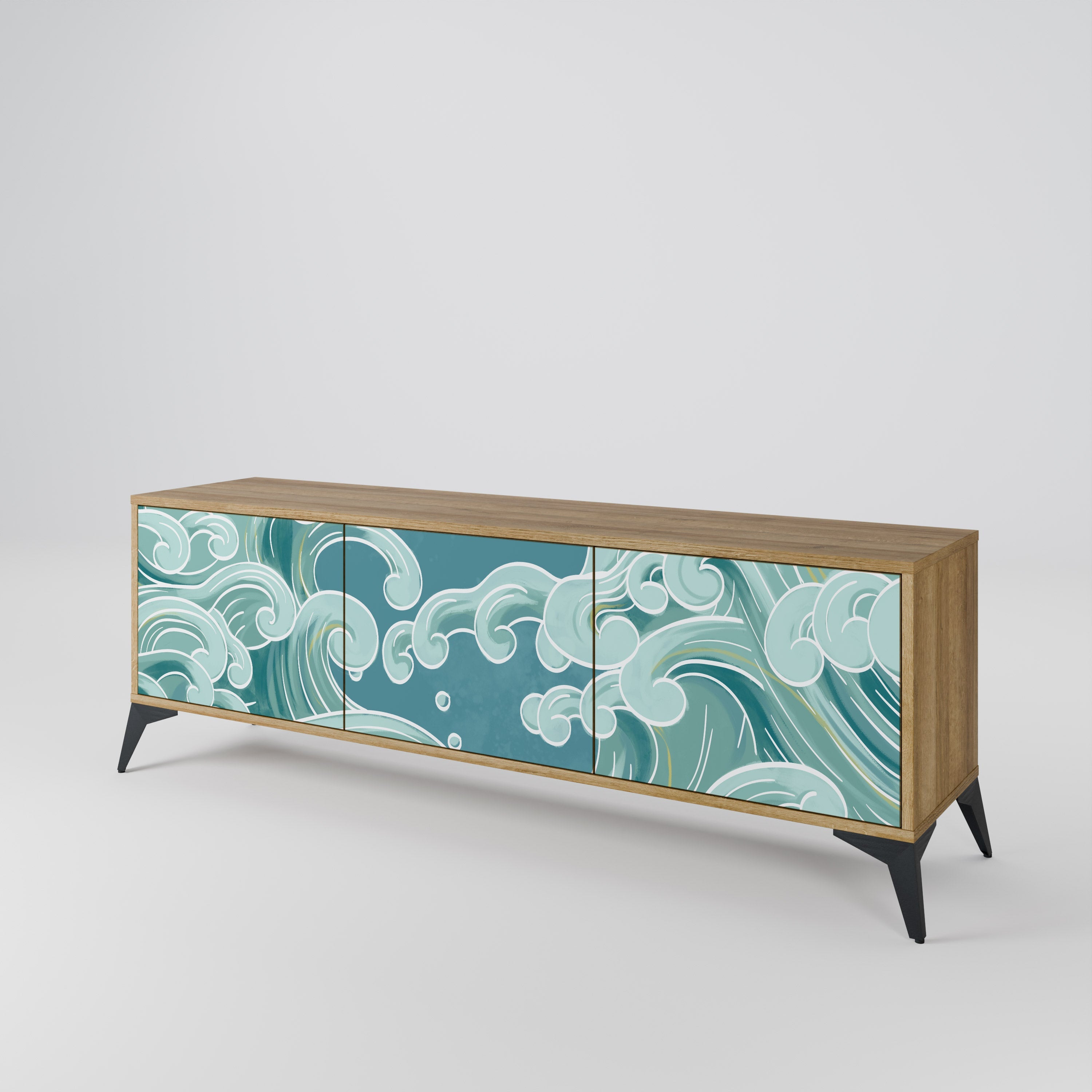 ASIAN SWAY Móvel de TV com 3 Portas em Efeito Carvalho