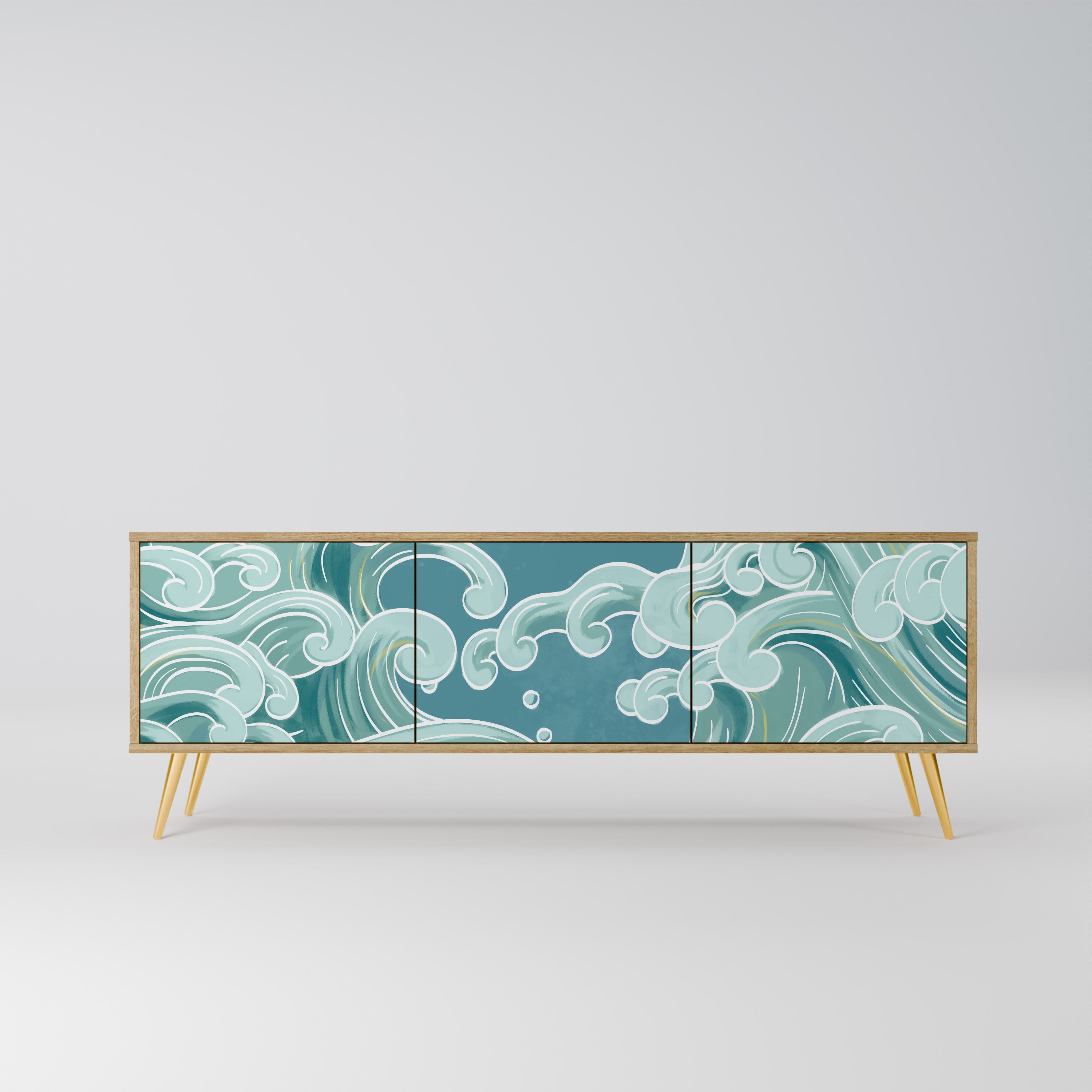 ASIAN SWAY Móvel de TV com 3 Portas em Efeito Carvalho