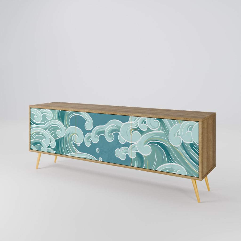 ASIAN SWAY Móvel de TV com 3 Portas em Efeito Carvalho