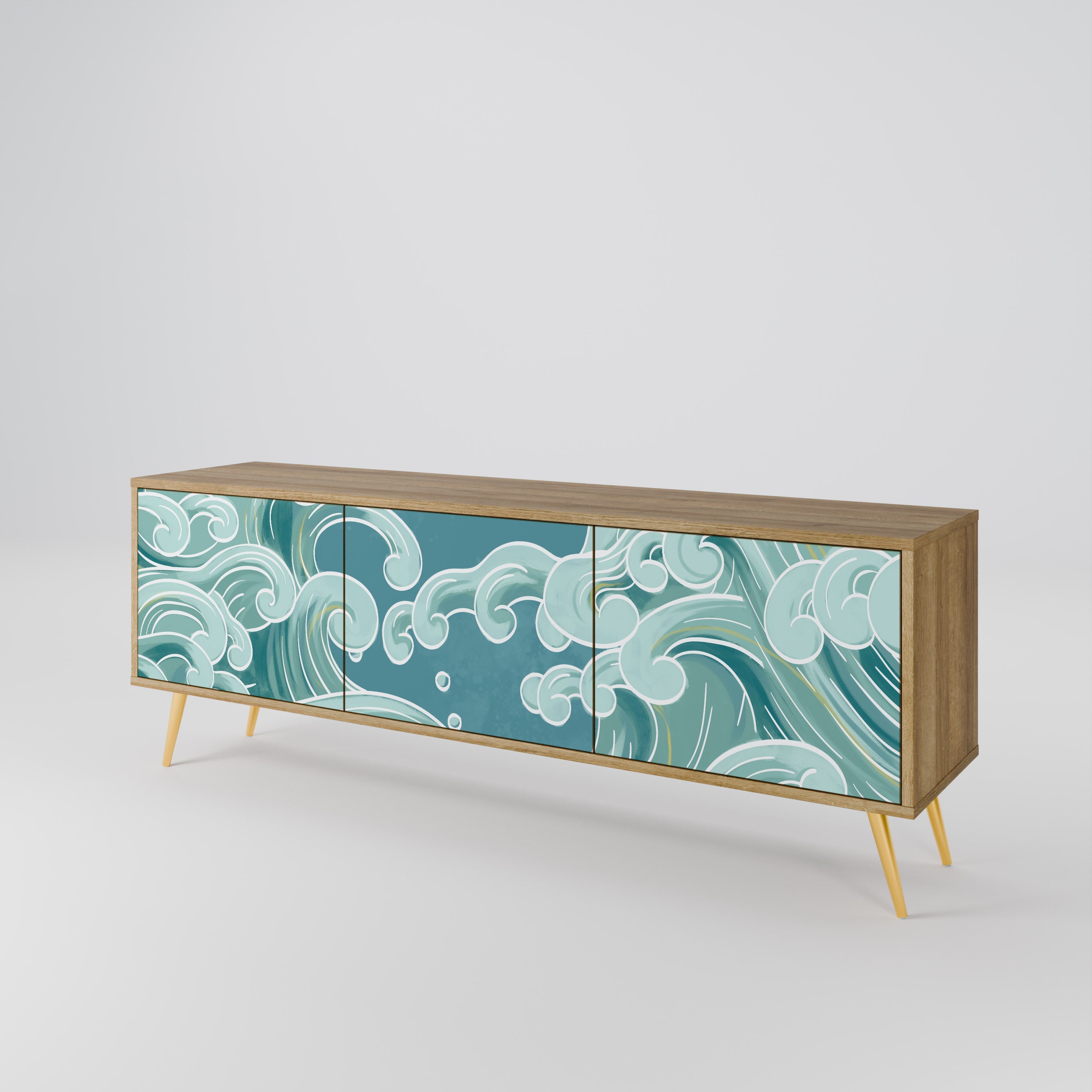 ASIAN SWAY Móvel de TV com 3 Portas em Efeito Carvalho