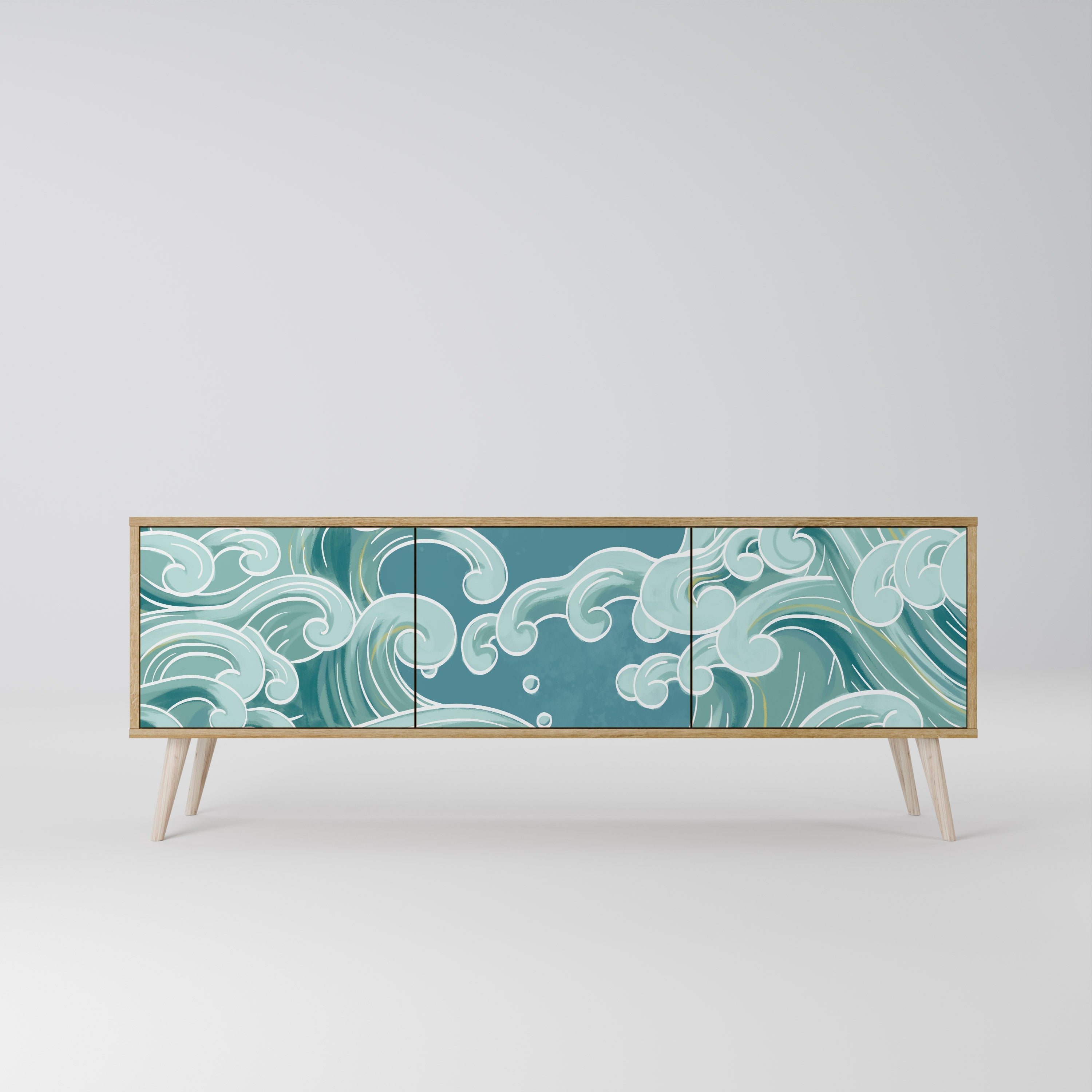 ASIAN SWAY Móvel de TV com 3 Portas em Efeito Carvalho