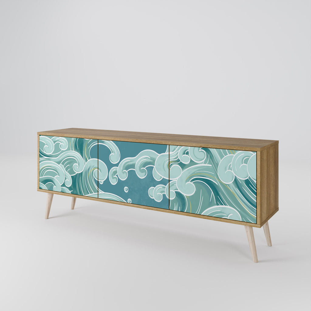 ASIAN SWAY Móvel de TV com 3 Portas em Efeito Carvalho