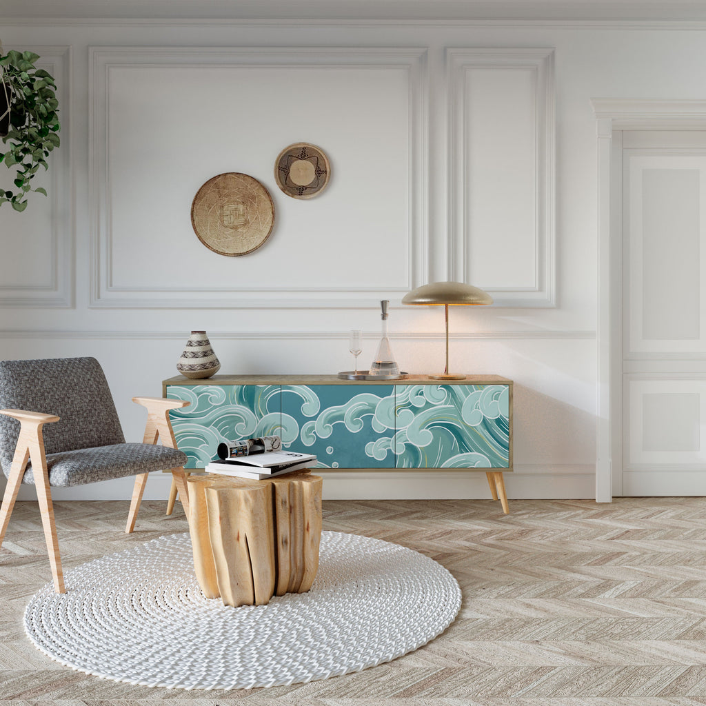 ASIAN SWAY Móvel de TV com 3 Portas em Efeito Carvalho