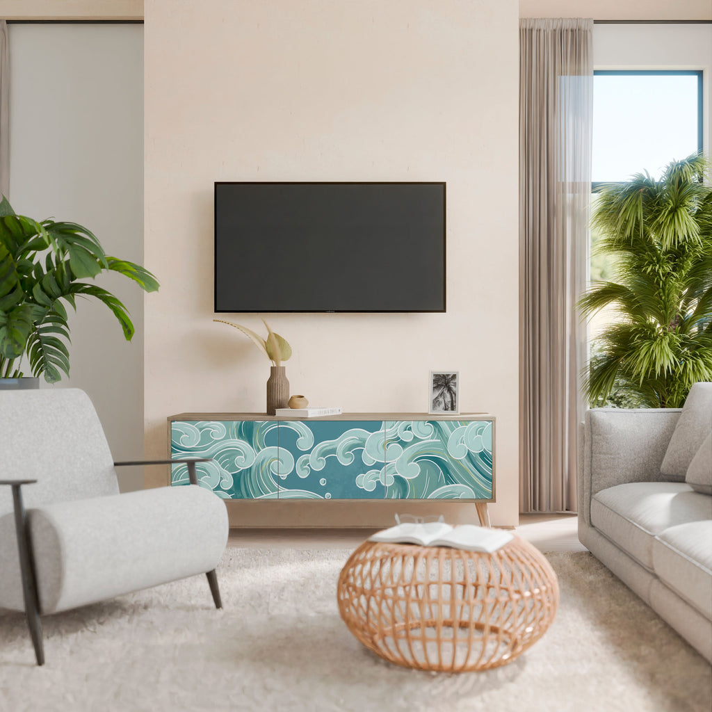 ASIAN SWAY Móvel de TV com 3 Portas em Efeito Carvalho