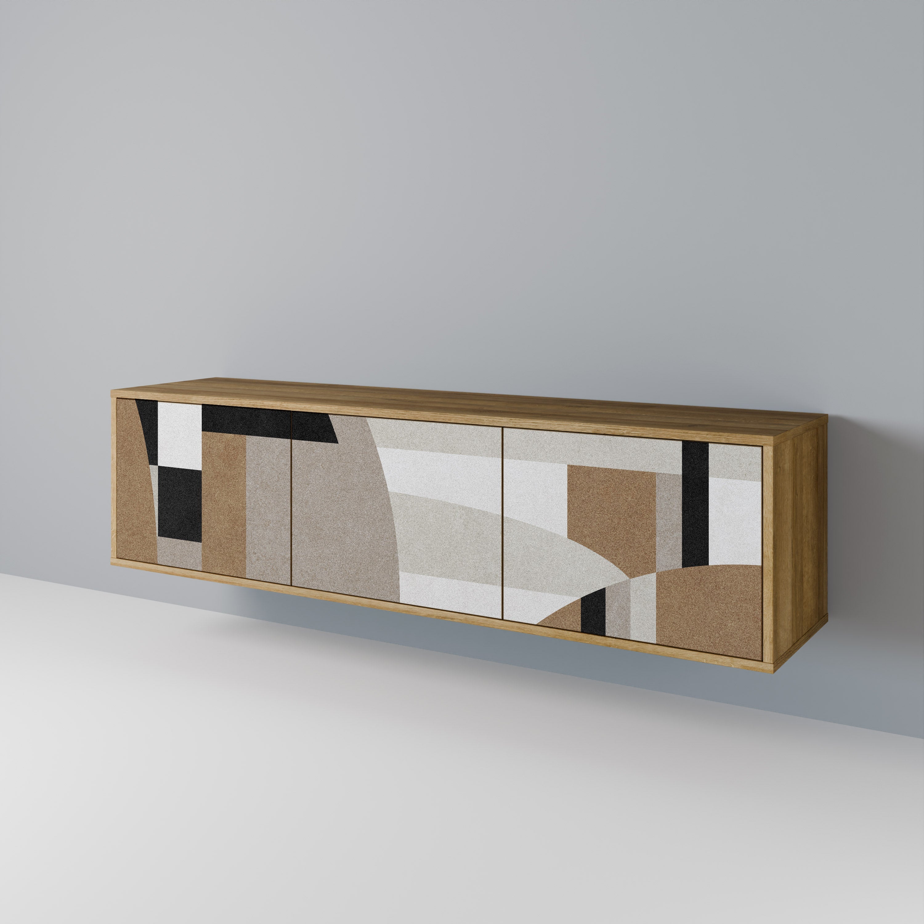 DELICATE MEMENTO Móvel de TV com 3 Portas em Efeito Carvalho