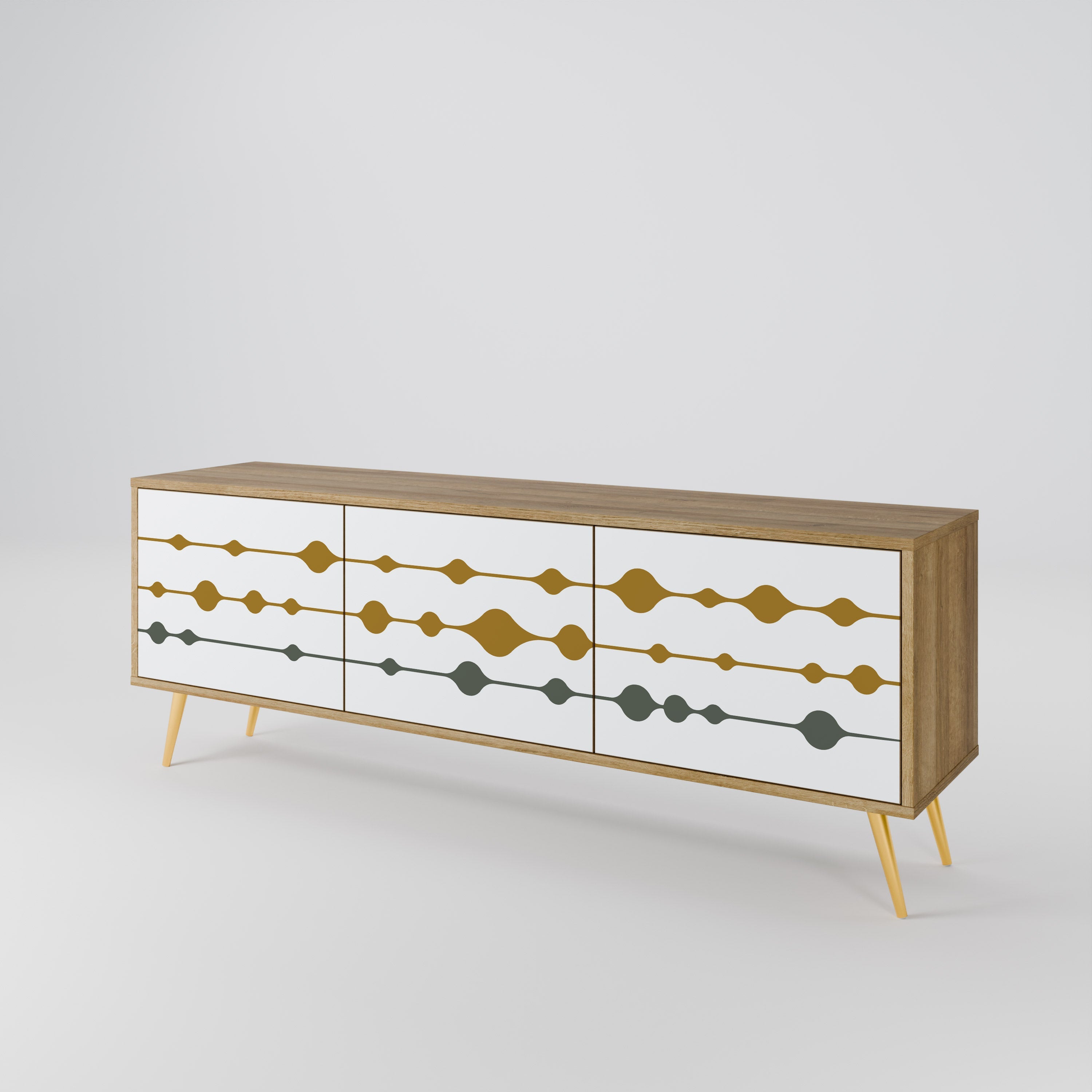 VIVID TONE Móvel de TV com 3 Portas em Efeito Carvalho