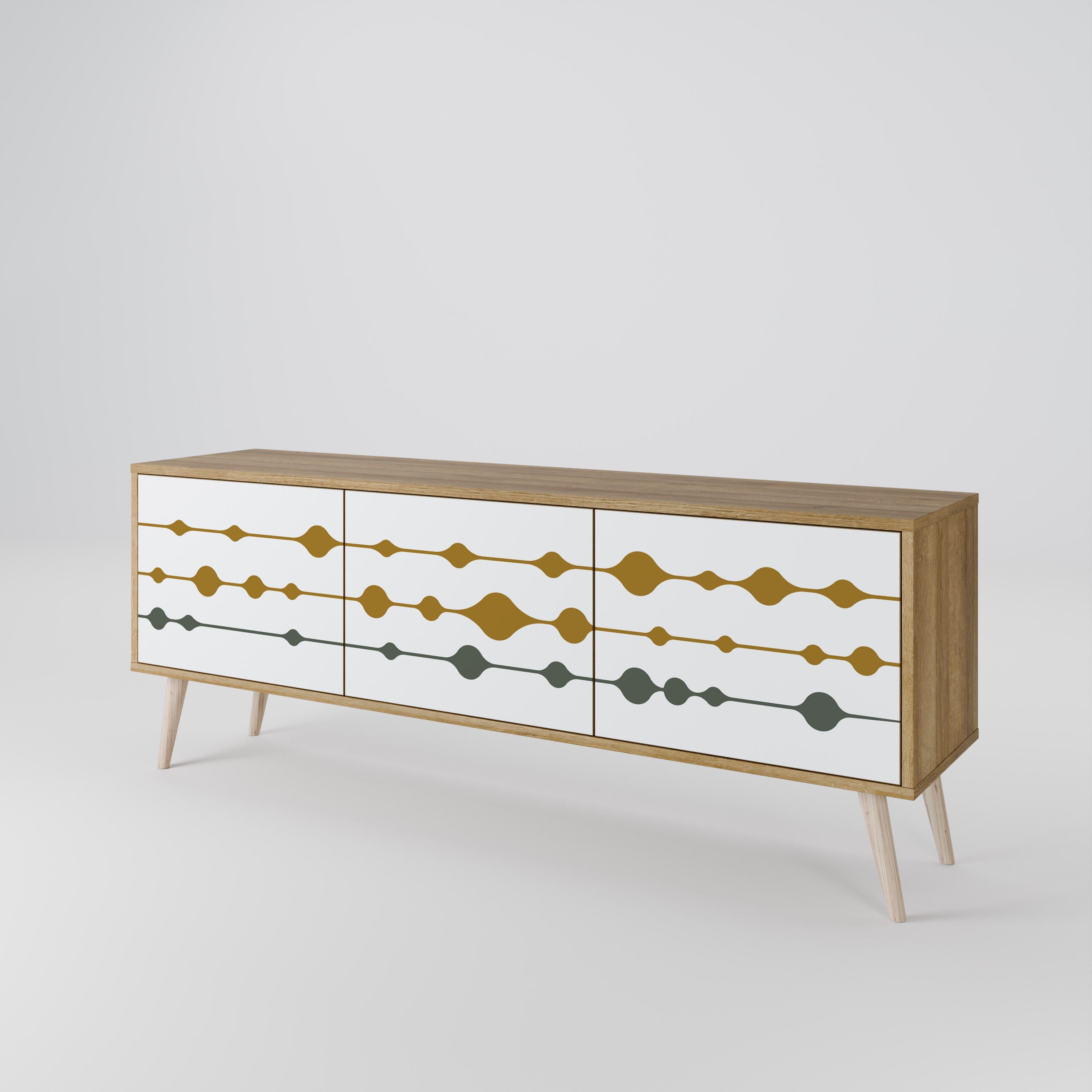 VIVID TONE Móvel de TV com 3 Portas em Efeito Carvalho