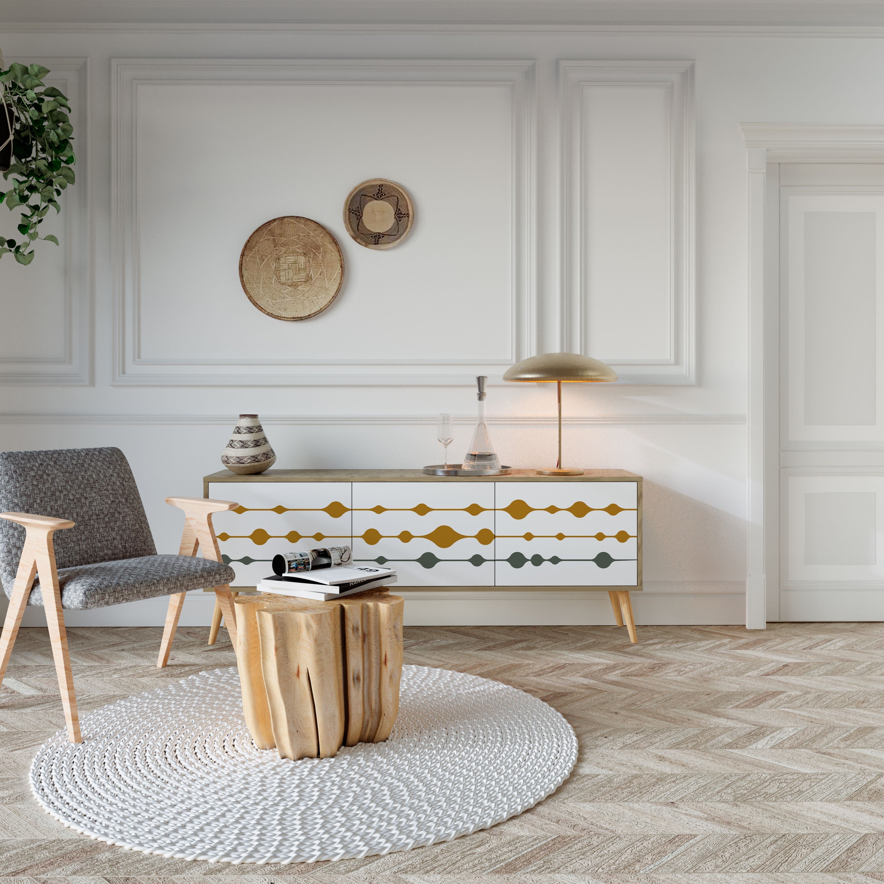 VIVID TONE Móvel de TV com 3 Portas em Efeito Carvalho