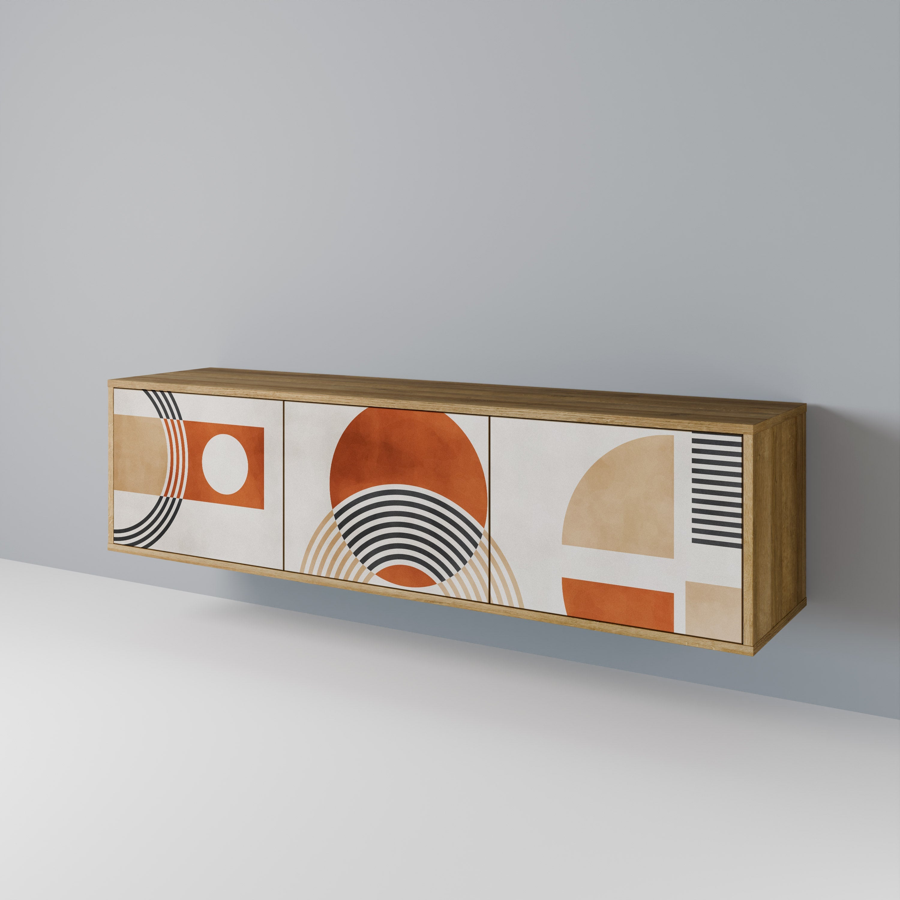 SPACE AROUND Móvel de TV com 3 Portas em Efeito Carvalho