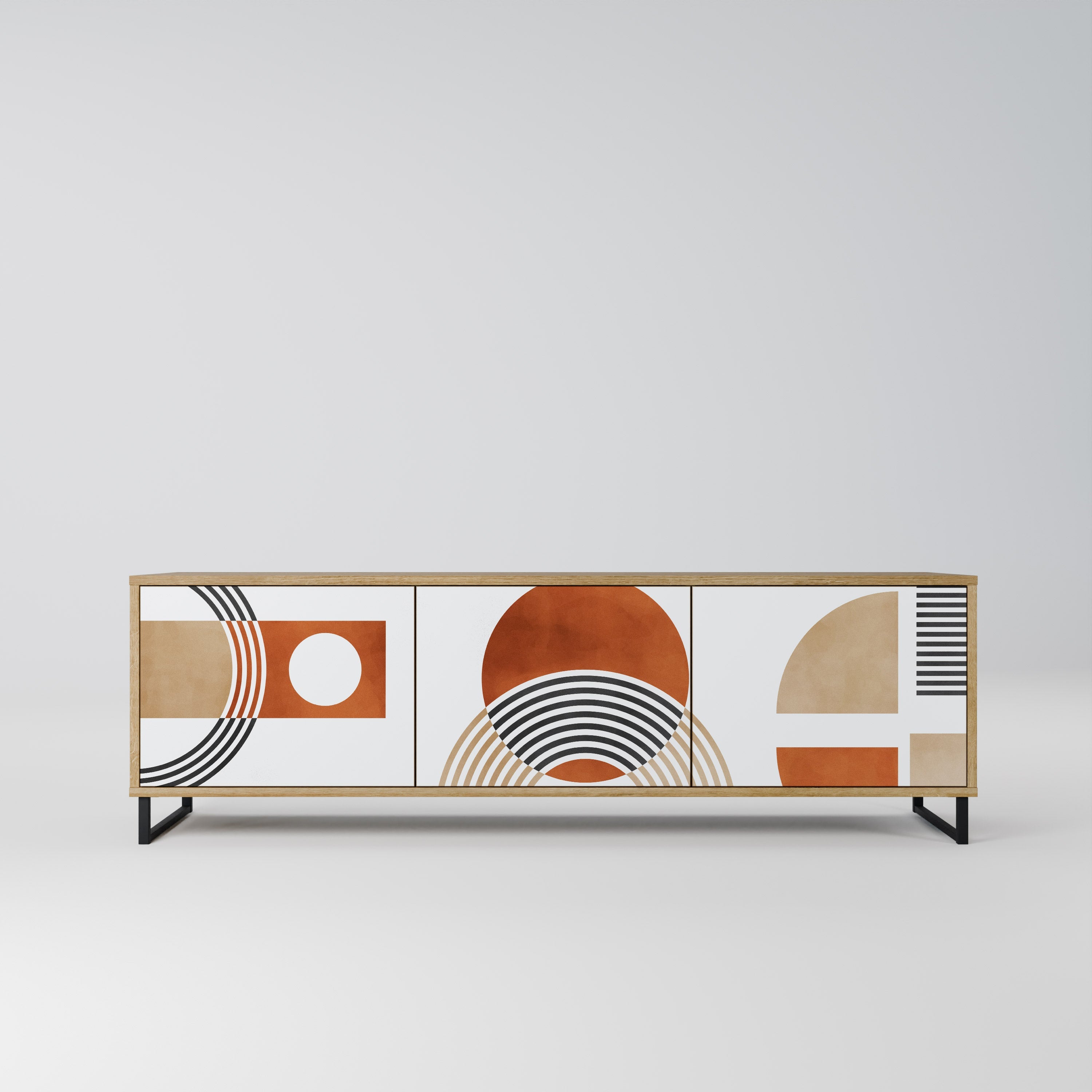 CIRCLE RHYTM Móvel de TV com 3 Portas em Efeito Carvalho