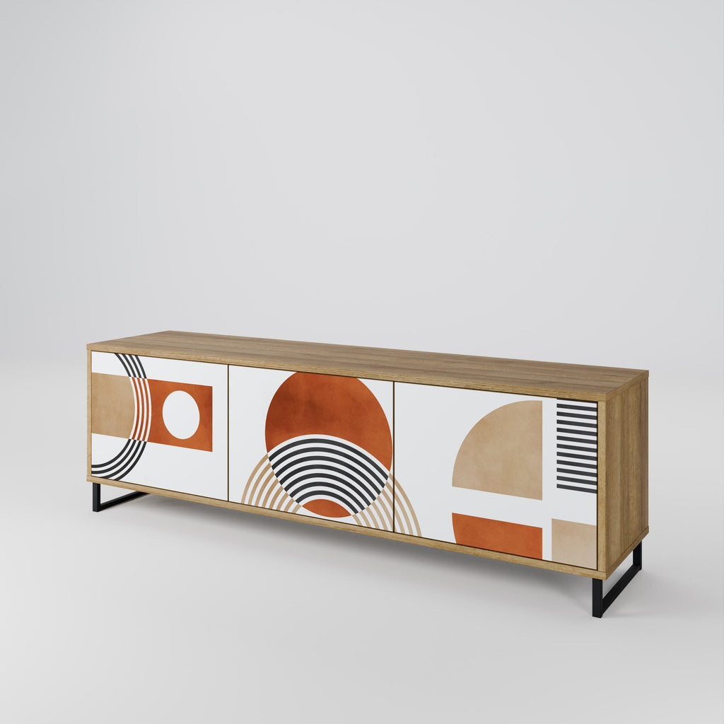 CIRCLE RHYTM Móvel de TV com 3 Portas em Efeito Carvalho