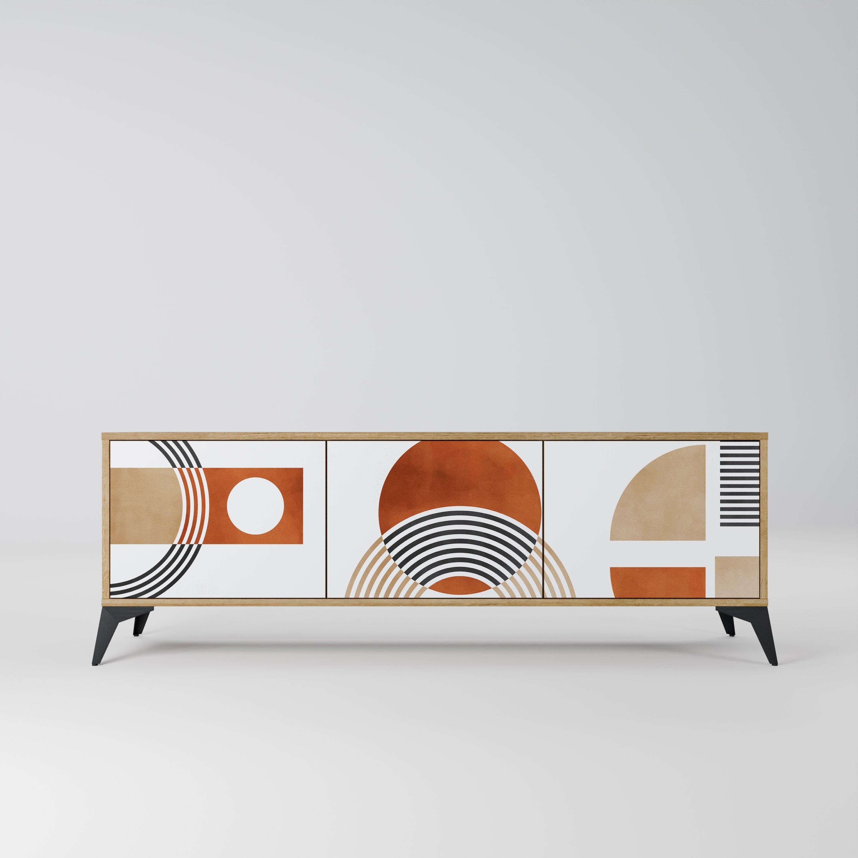 CIRCLE RHYTM Móvel de TV com 3 Portas em Efeito Carvalho