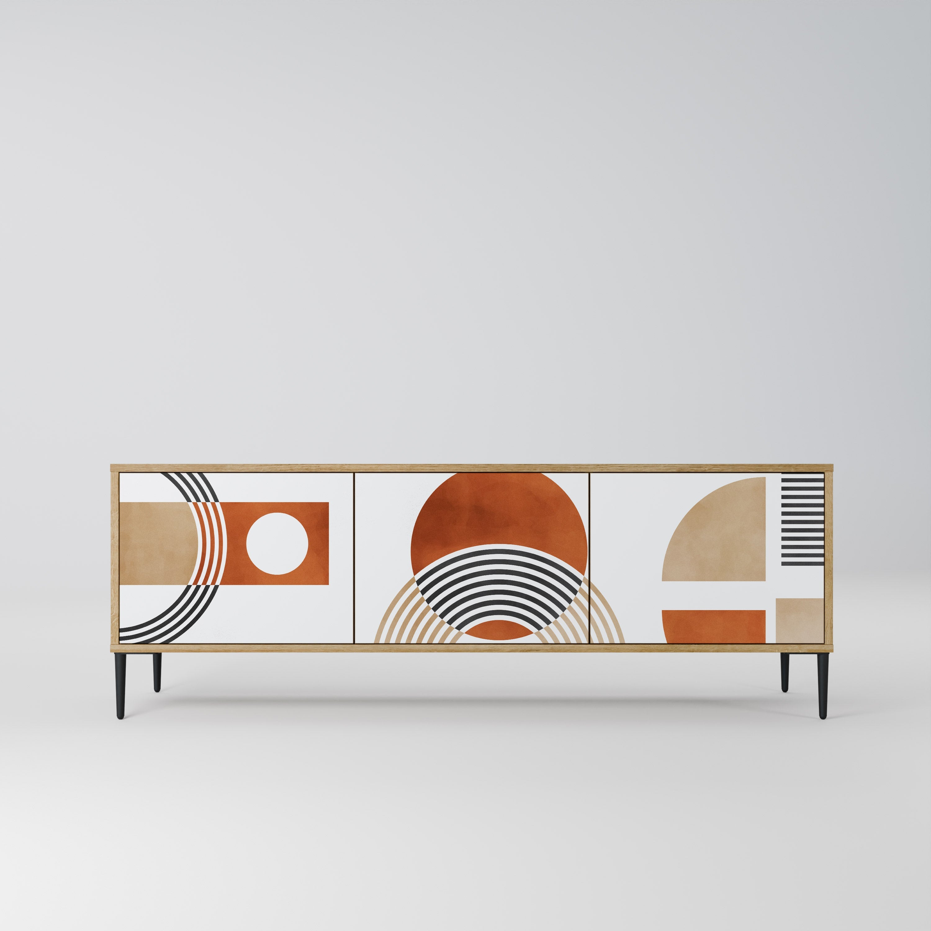 CIRCLE RHYTM Móvel de TV com 3 Portas em Efeito Carvalho