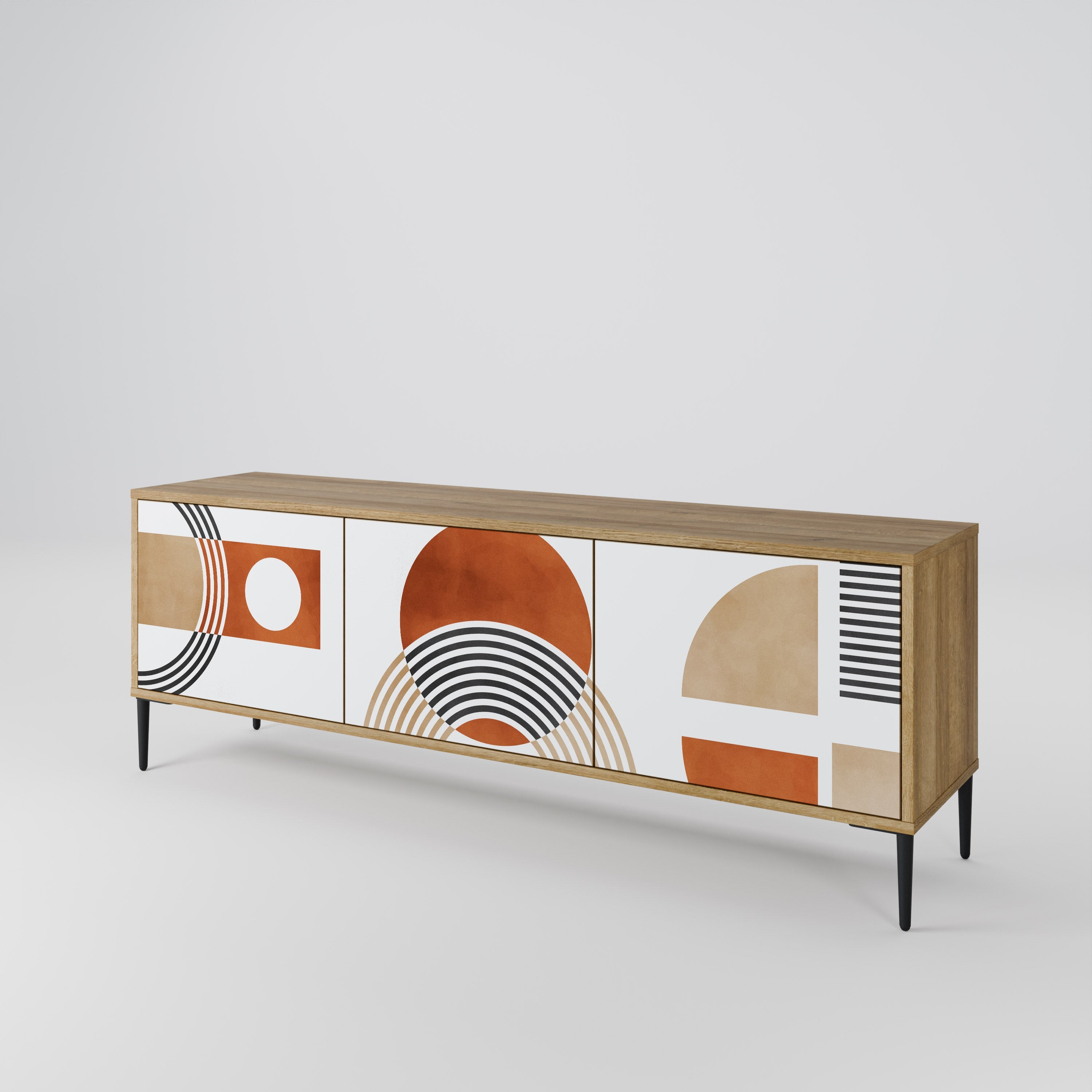 CIRCLE RHYTM Móvel de TV com 3 Portas em Efeito Carvalho